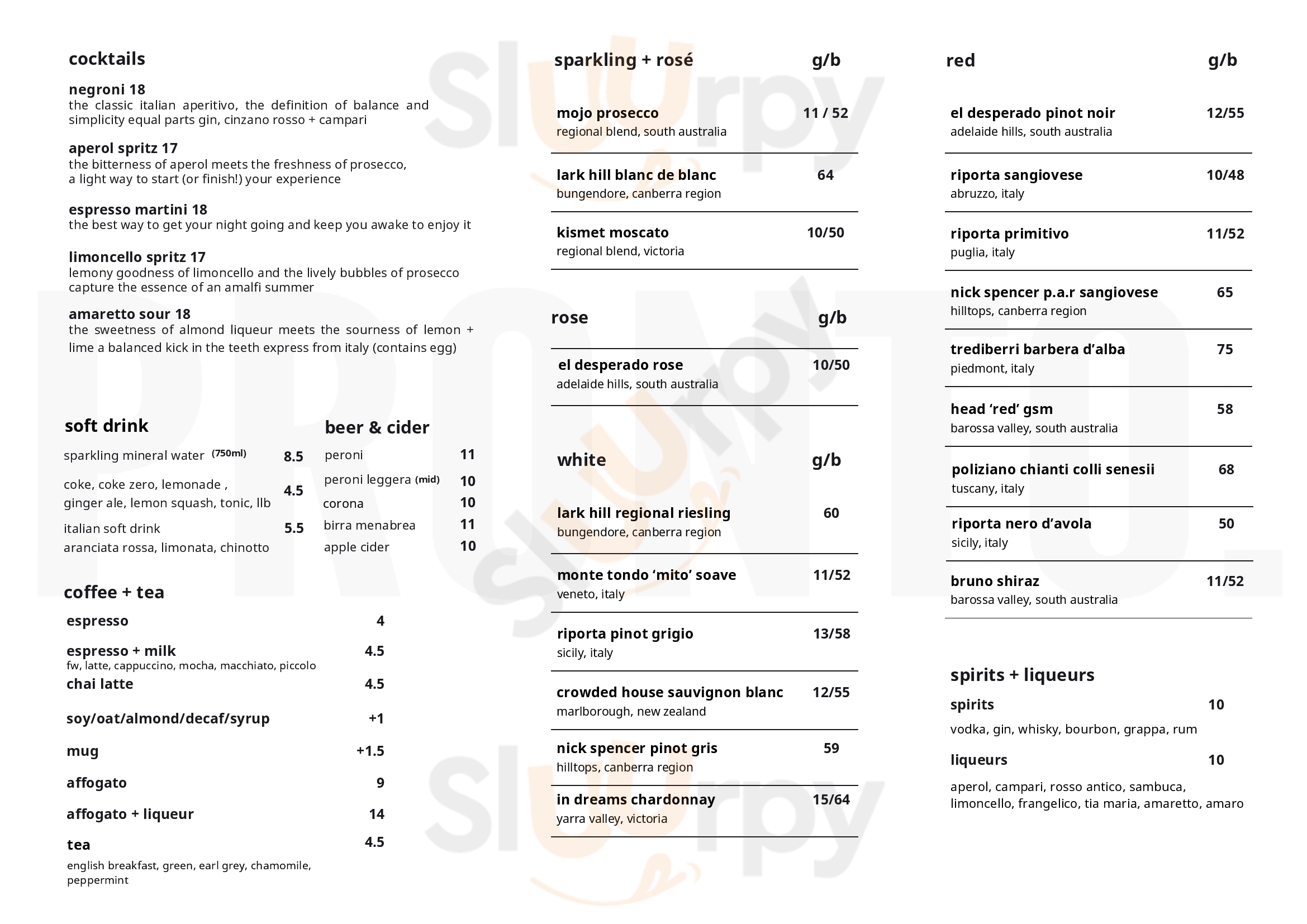 Trecento Restaurant Canberra Menu - 1