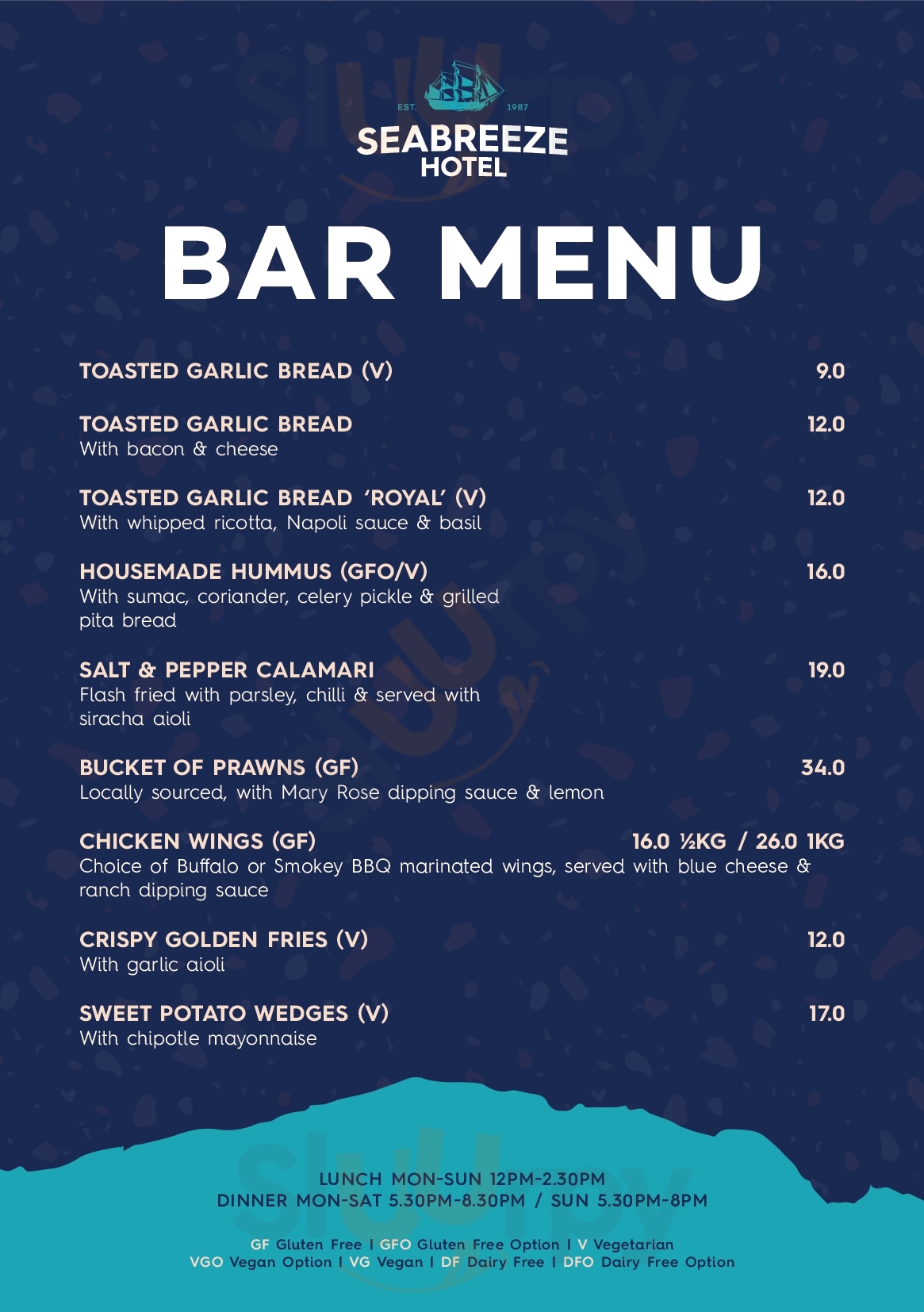 Seabreeze Hotel Mackay Menu - 1