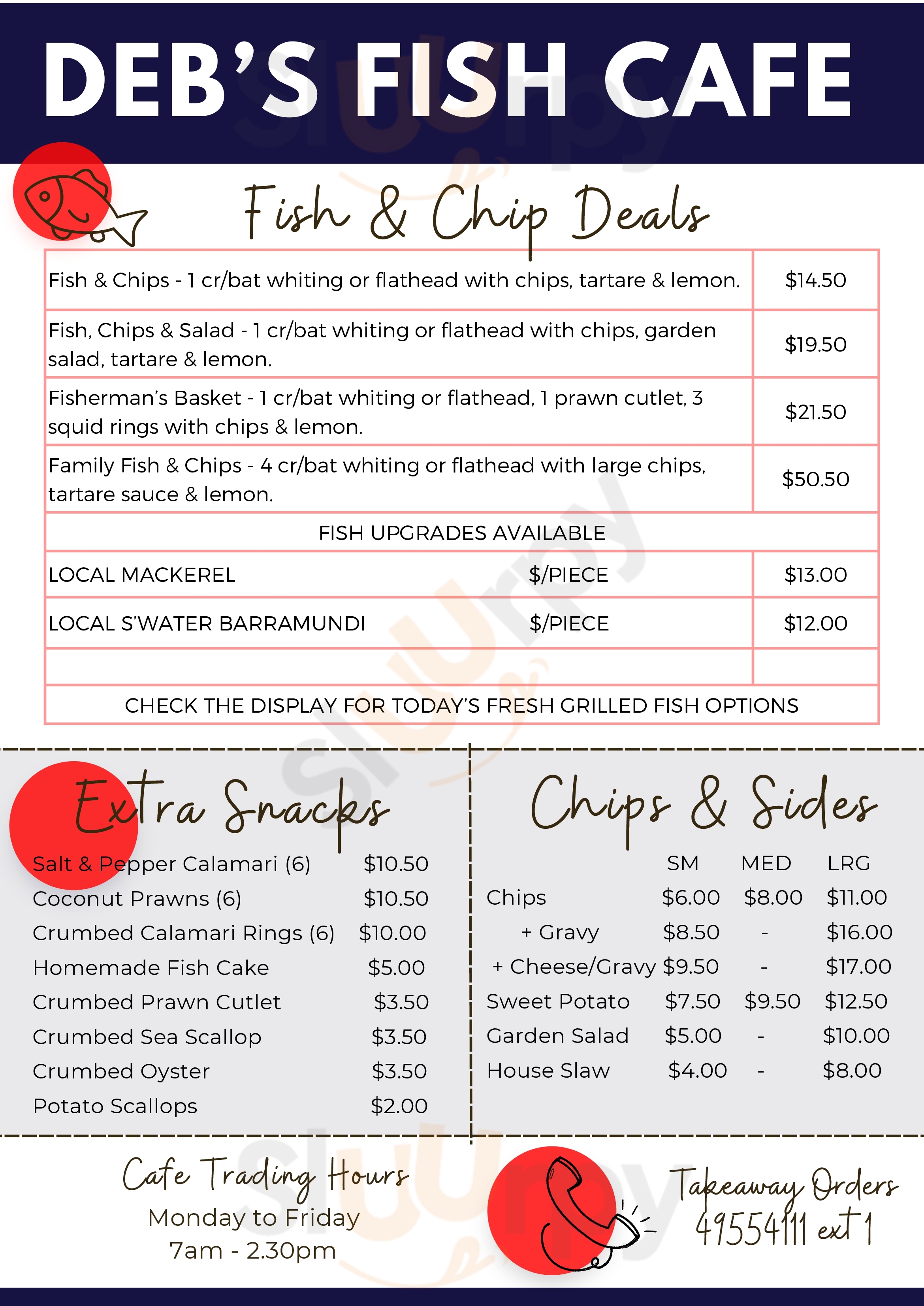 Debbie's Seafood & Deb's Fish Cafe Mackay Menu - 1