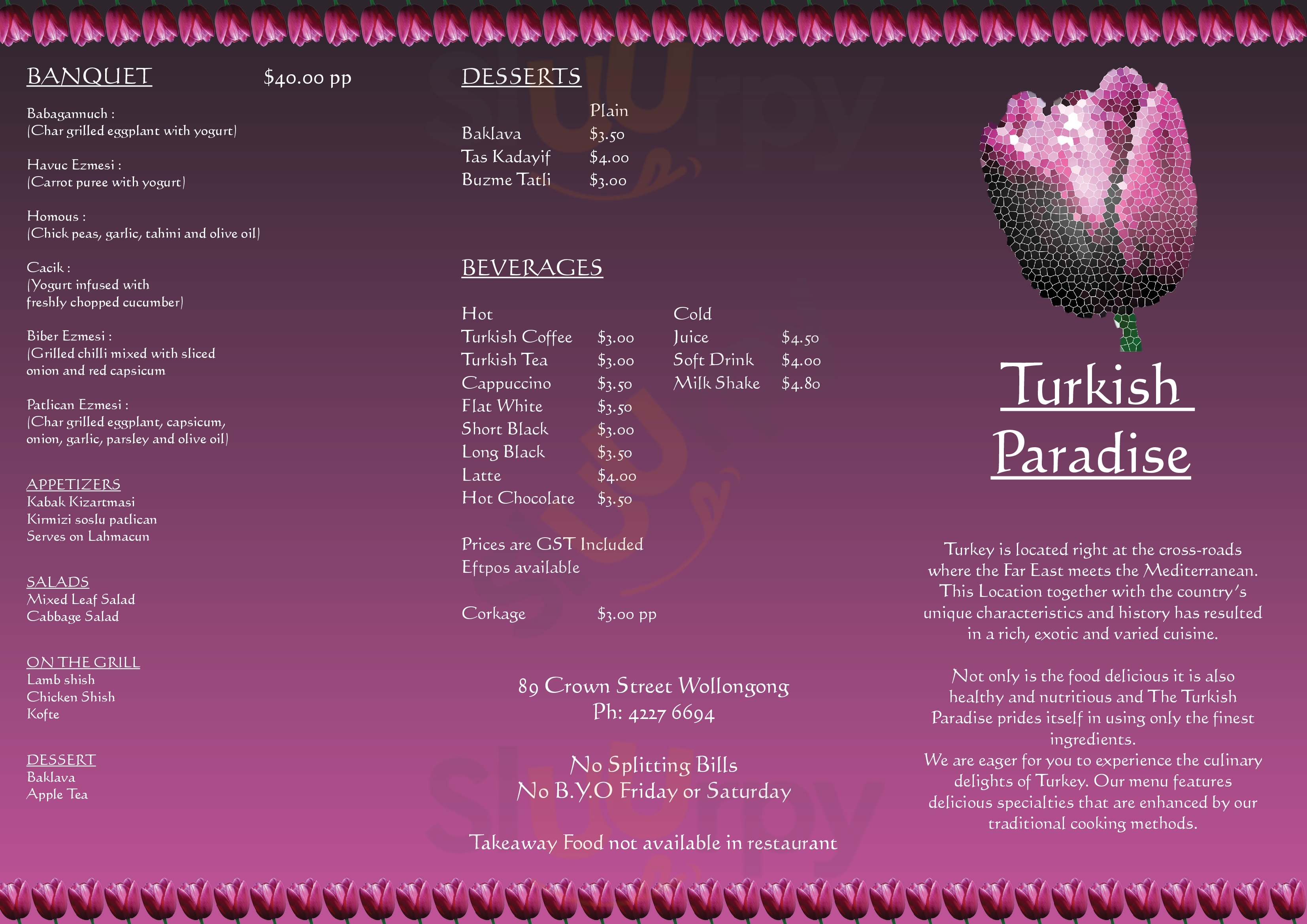 Turkish Paradise Restaurant Wollongong Menu - 1