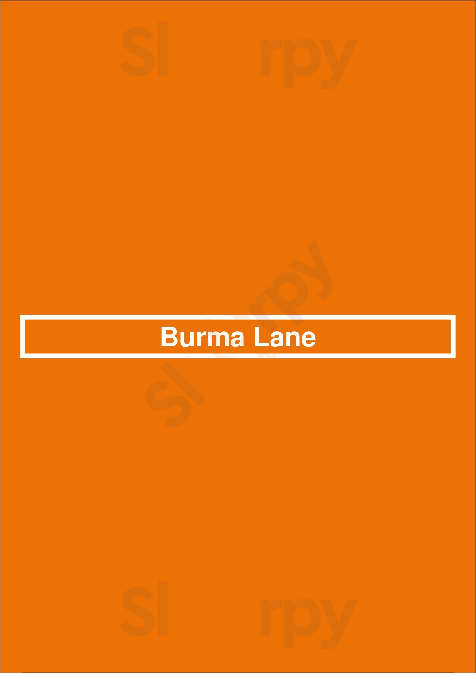 Burma Lane Melbourne Menu - 1