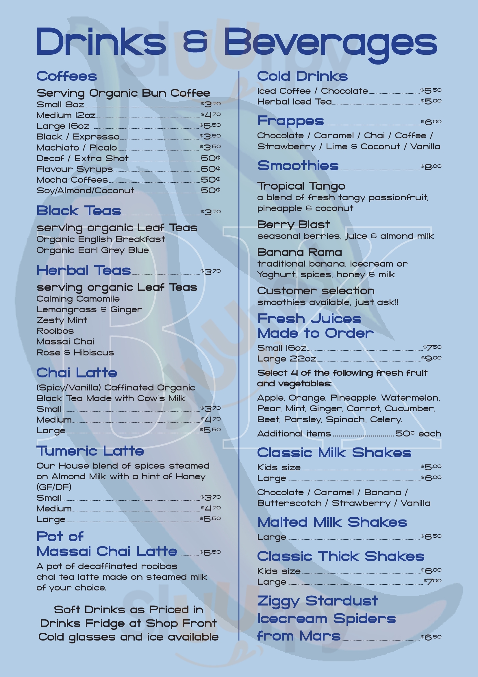 Blue Kitchen Gourmet Foods, Cafe And Catering Lismore Menu - 1