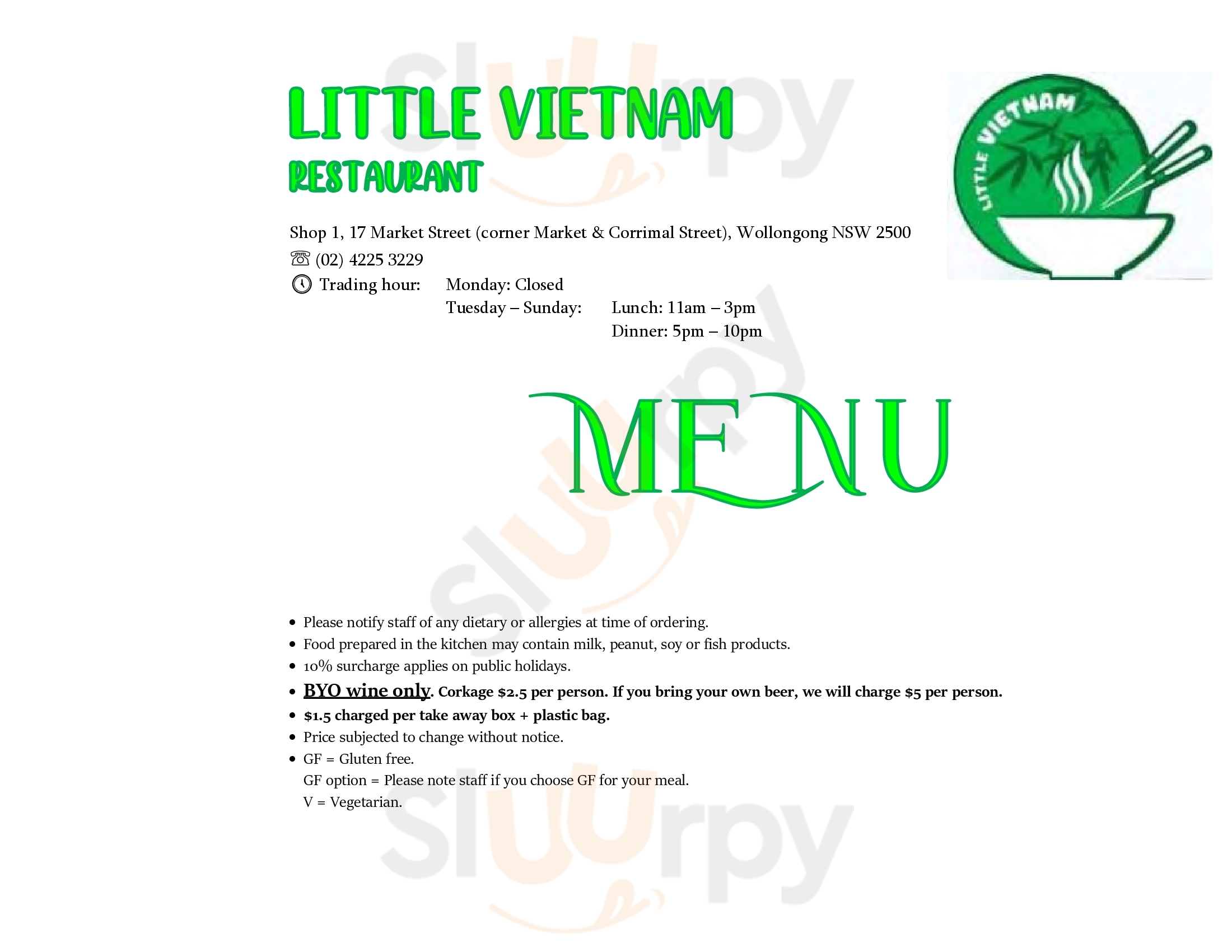 Little Vietnam Restaurant Wollongong Menu - 1