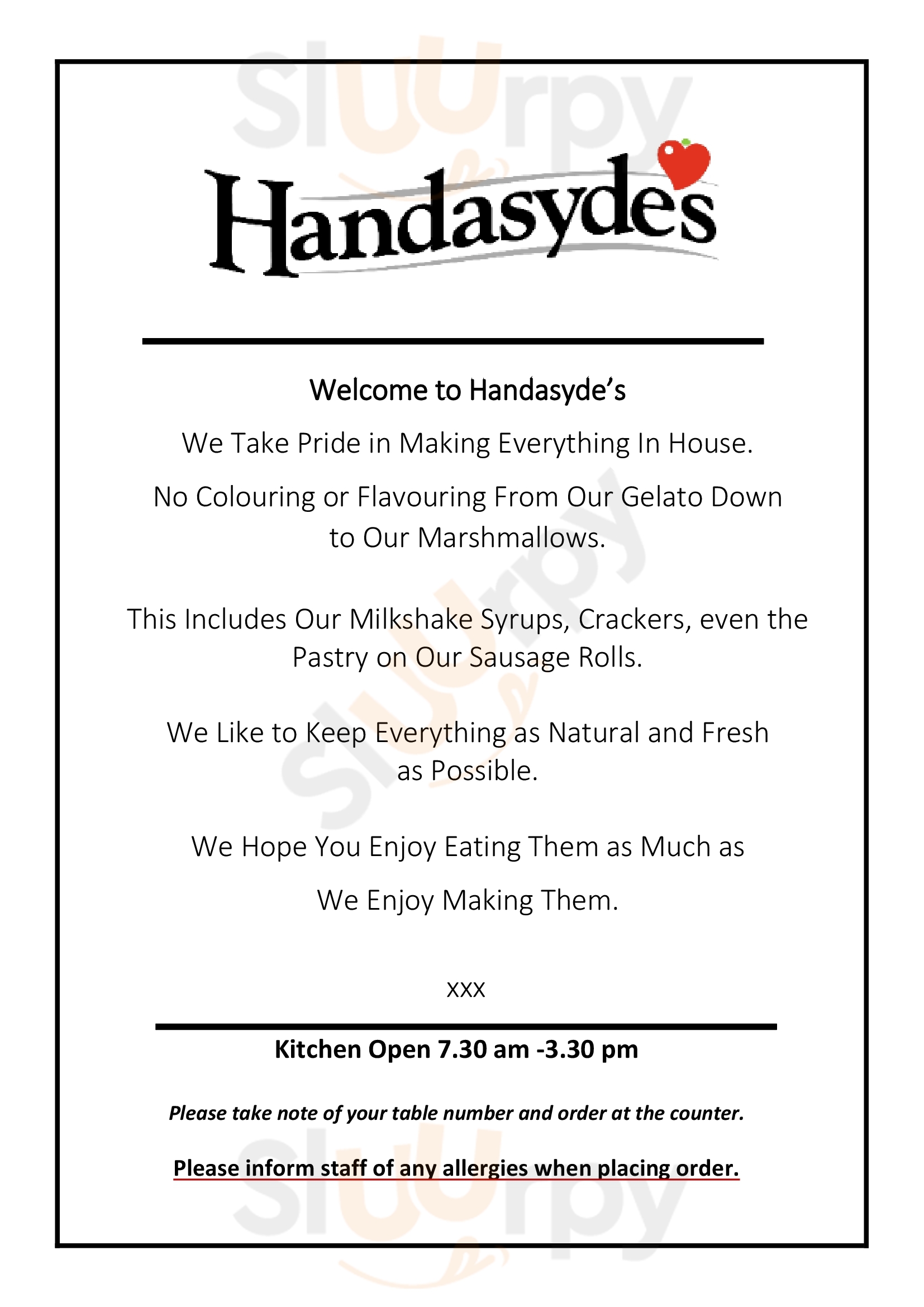 Handasydes Albany Menu - 1