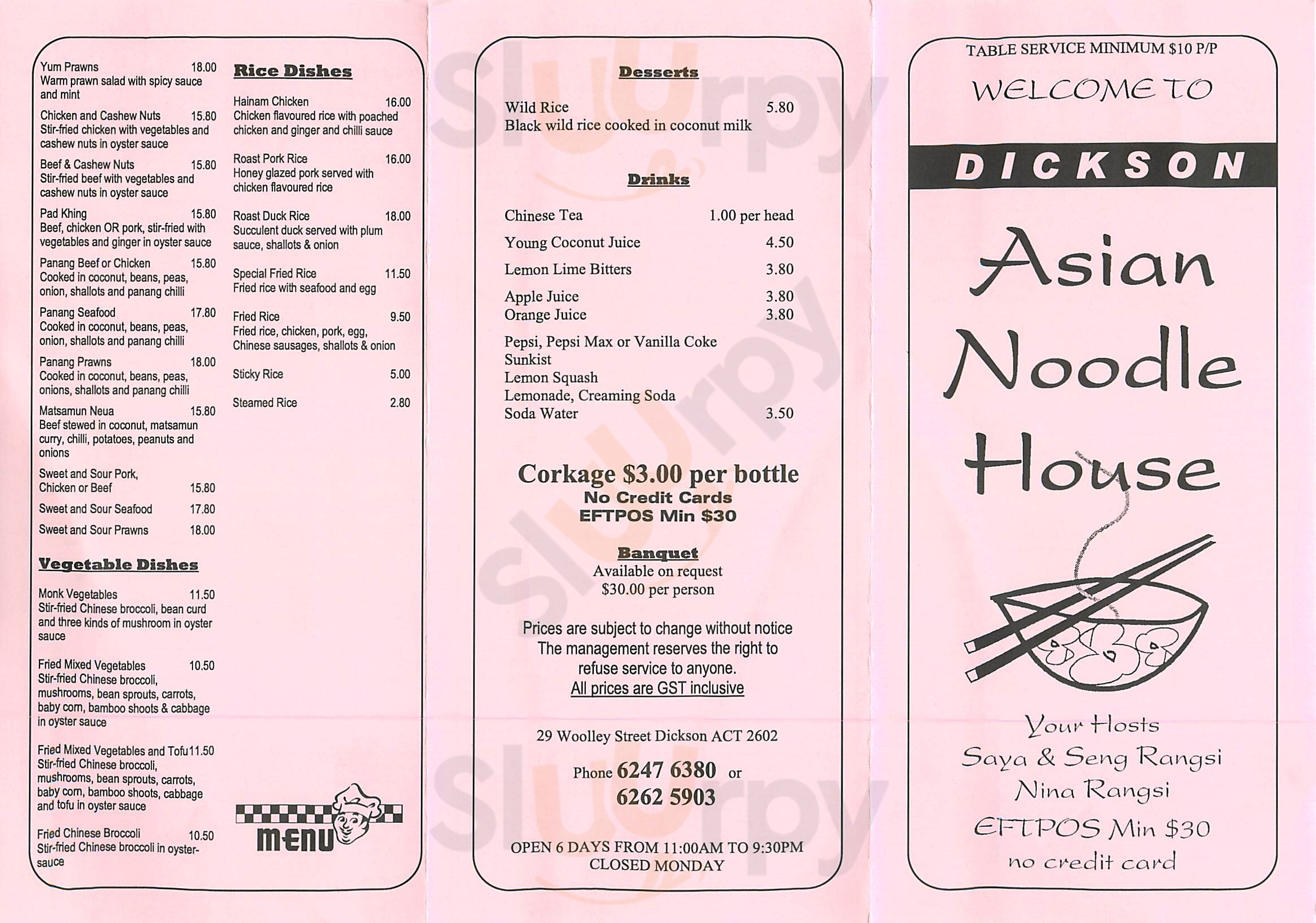 Dickson Asian Noodle House Canberra Menu - 1