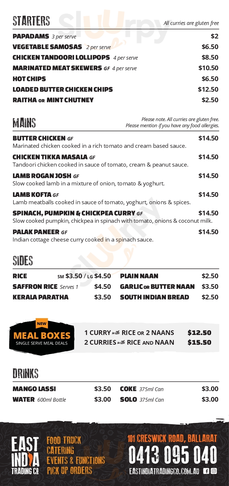 East India Trading Co - Food Truck Ballarat Menu - 1