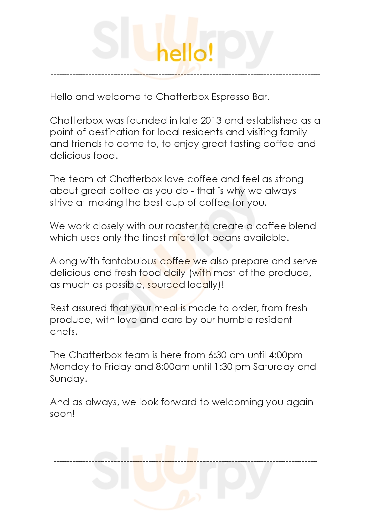 Chatterbox Espresso Bar Canberra Menu - 1