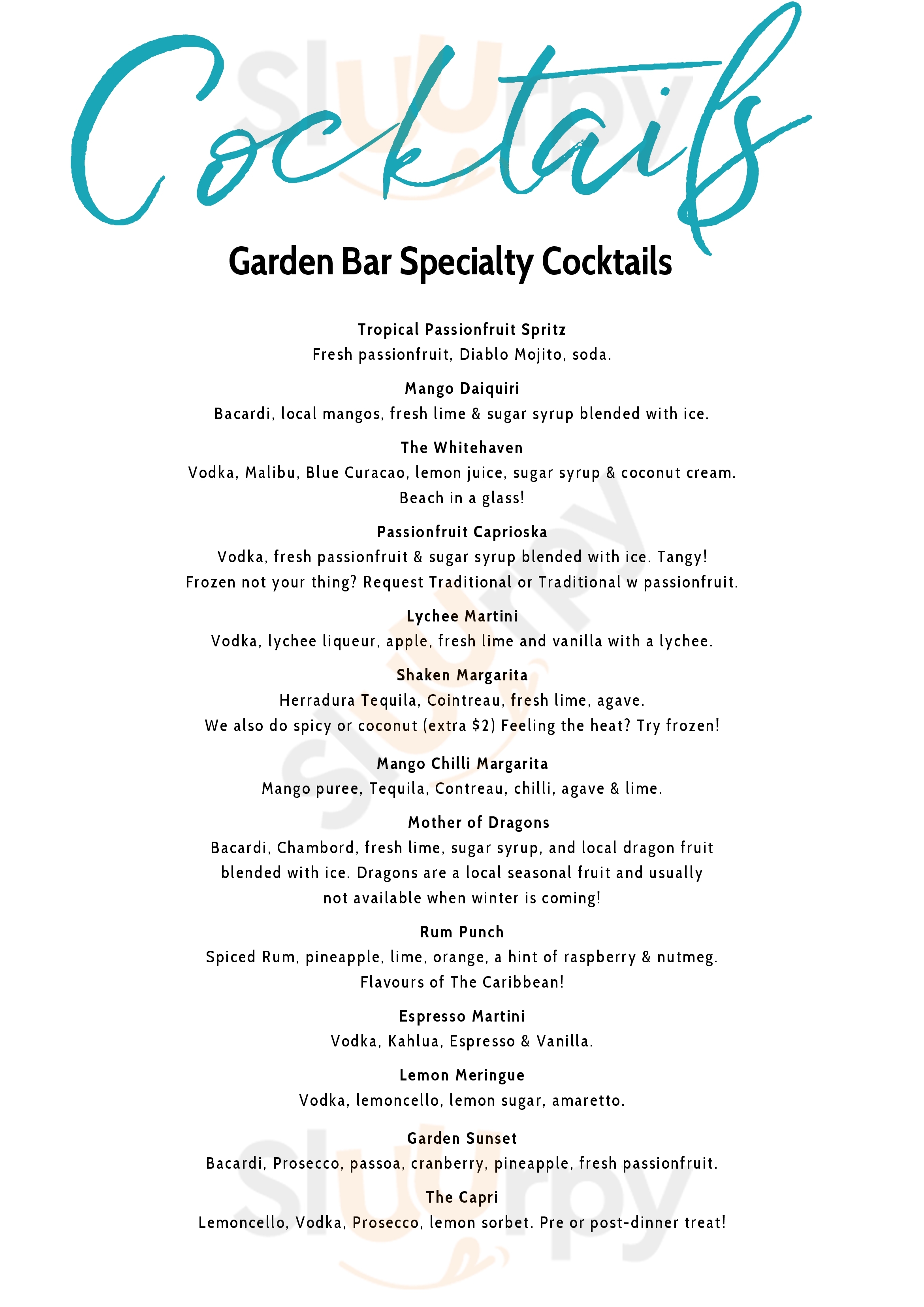 The Garden Bar Bistro Airlie Beach Menu - 1