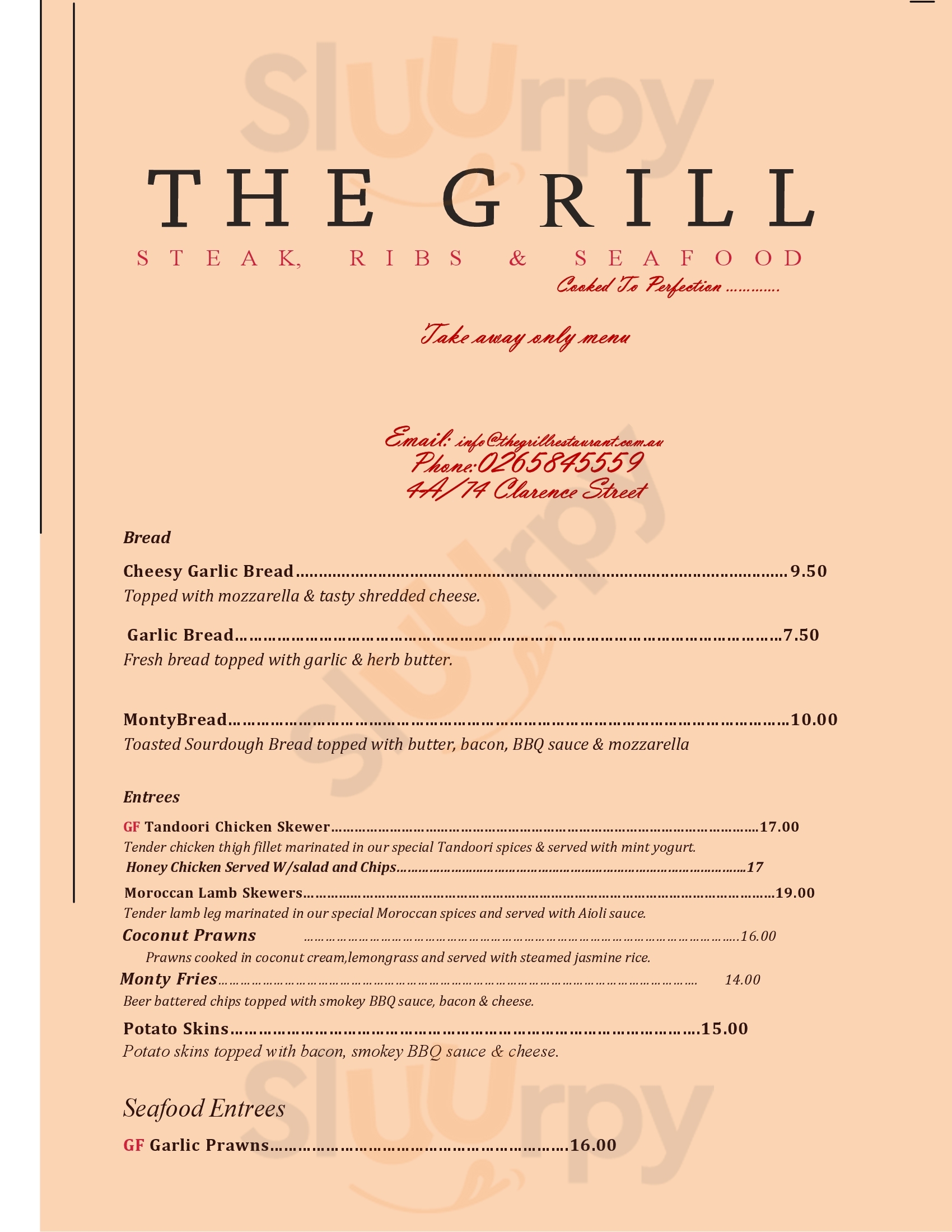 The Grill Steak, Ribs & Seafood Port Macquarie Menu - 1
