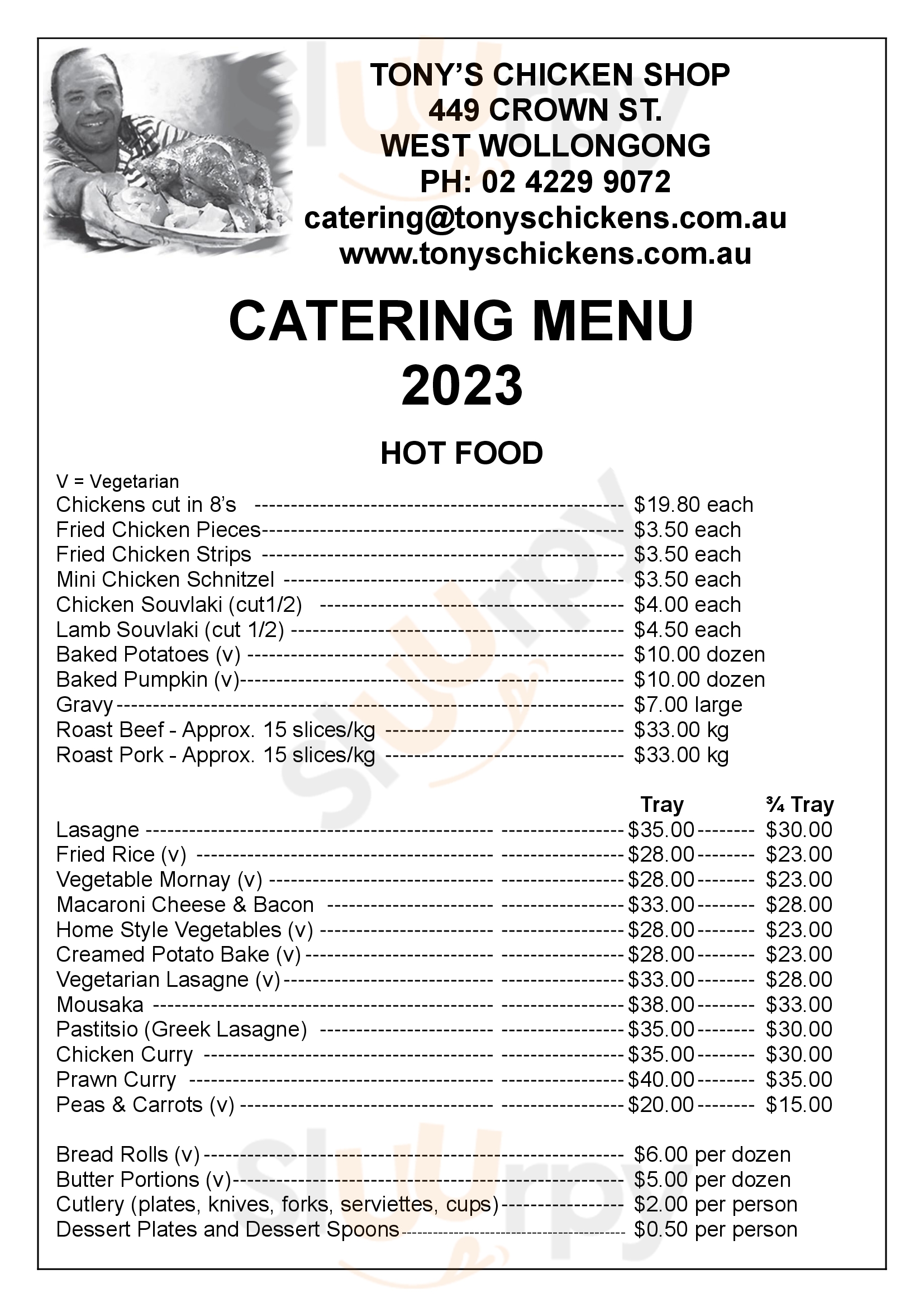 Main Menu - Tony's Chicken Shop