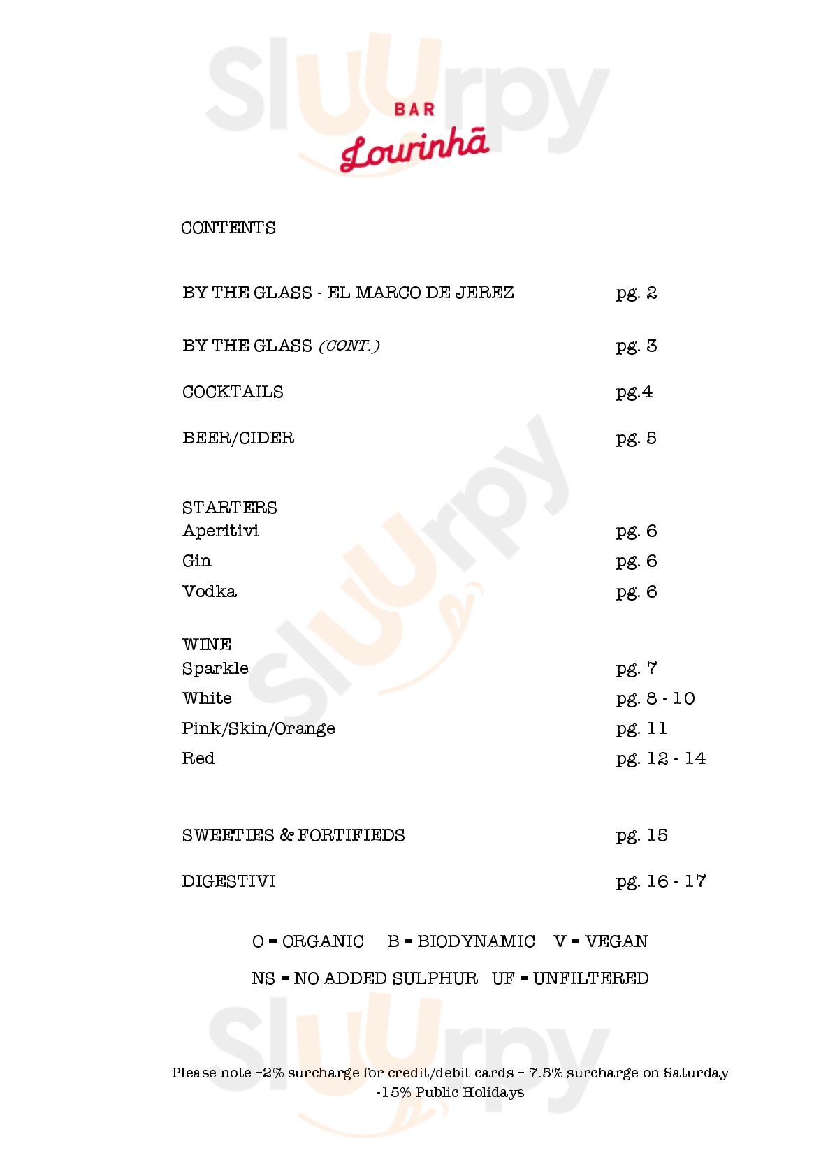 Main Menu - Bar Lourinha