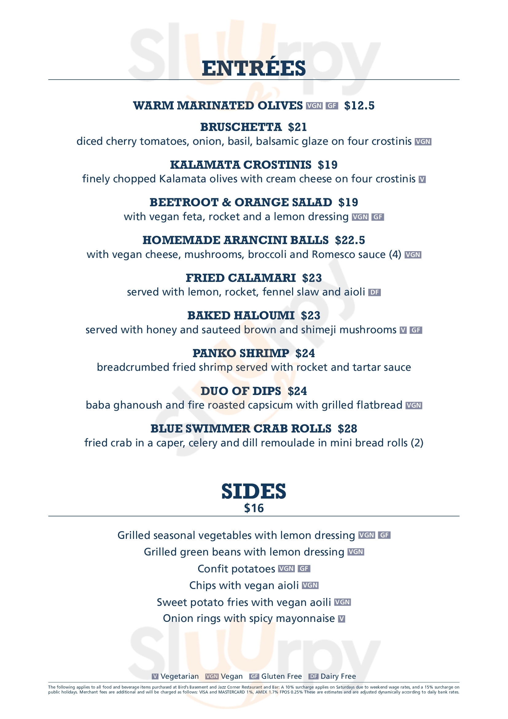 Main Menu - The Jazz Corner Cafe