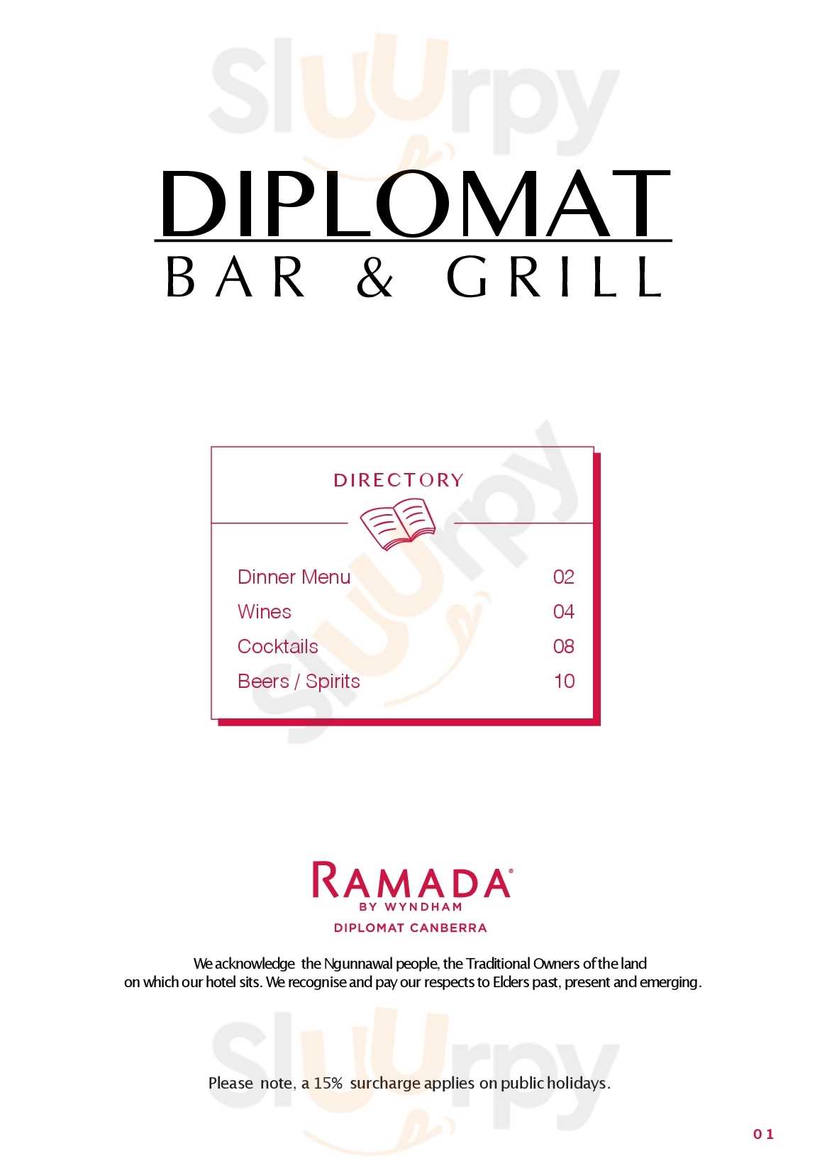 Diplomat Bar & Grill Canberra Menu - 1