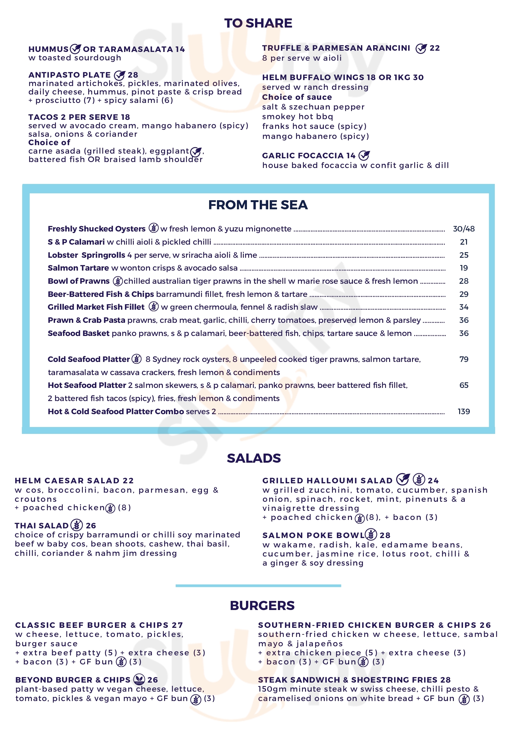 Main Menu - Helm Bar & Bistro