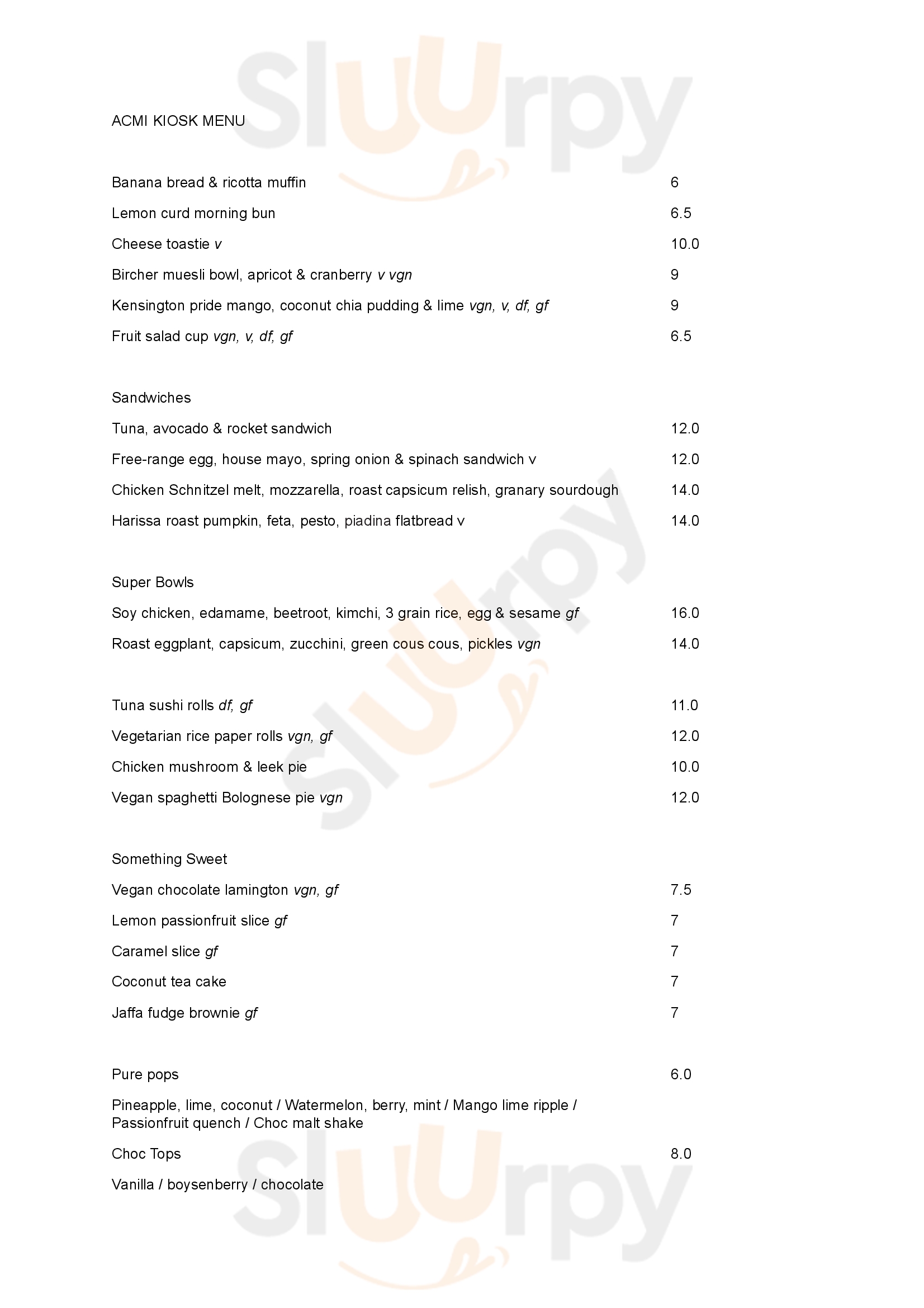 Acmi Cafe & Bar Melbourne Menu - 1