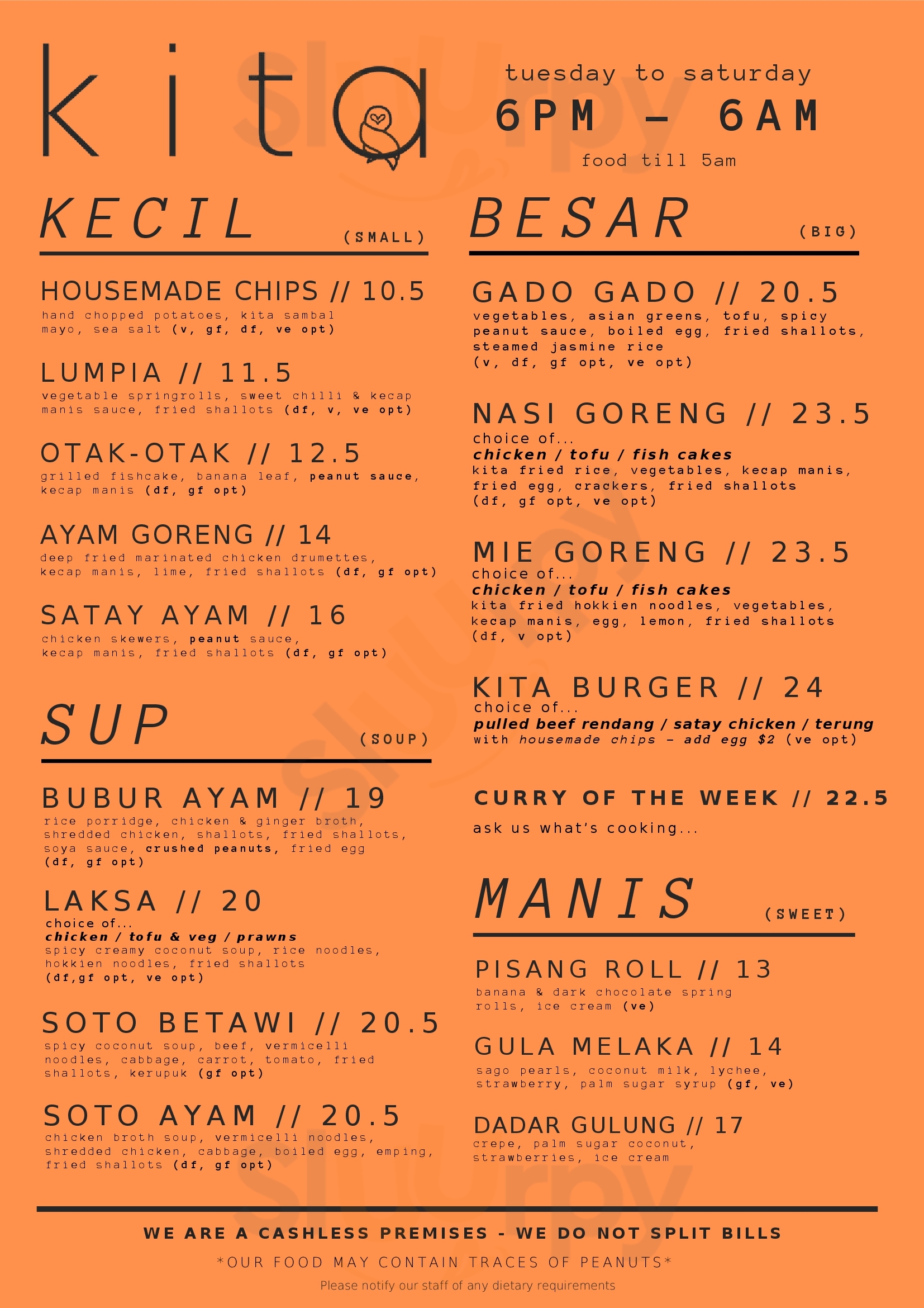 Kita Canberra Menu - 1