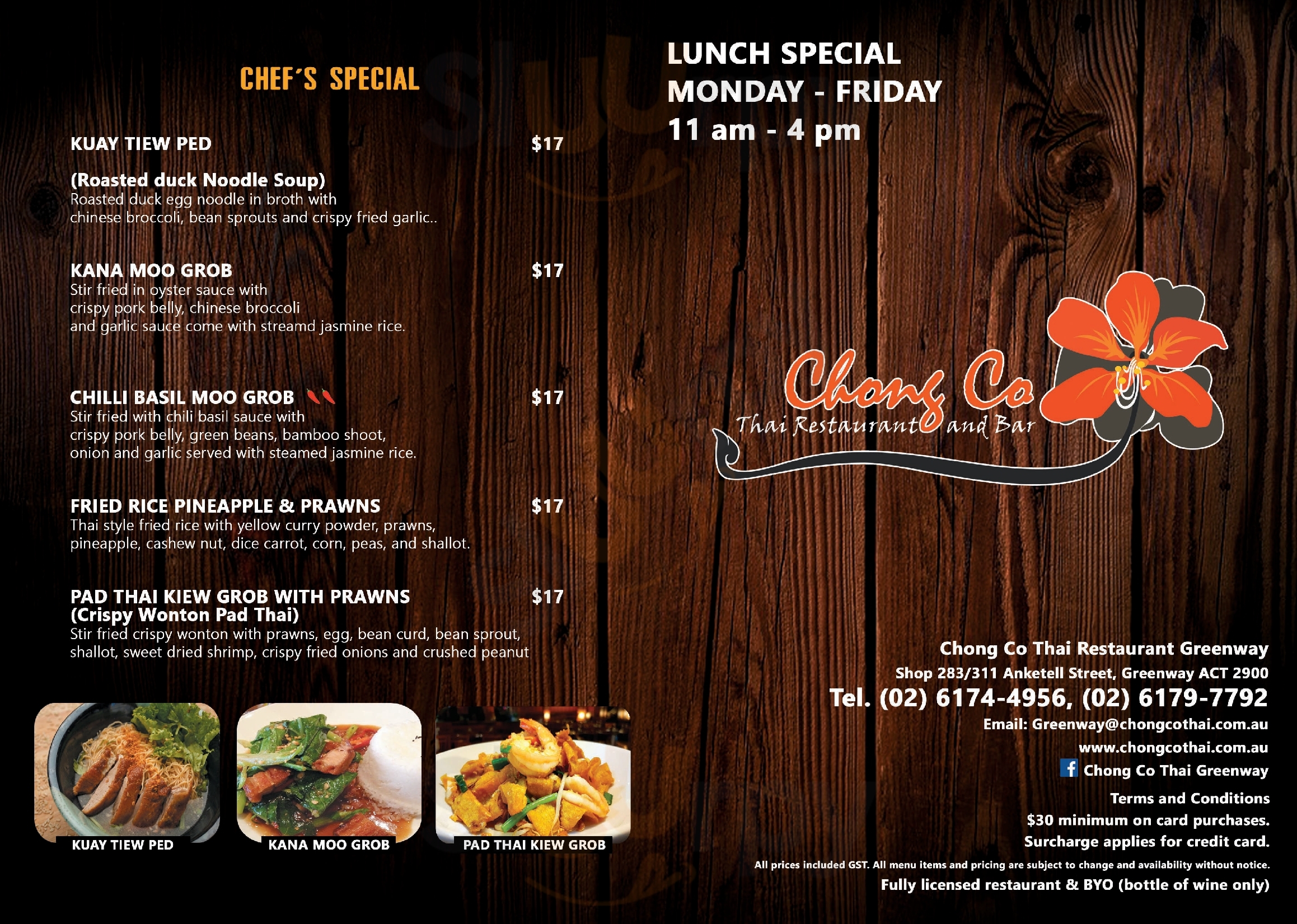 Chong & Co Thai Restaurant And Bar Canberra Menu - 1