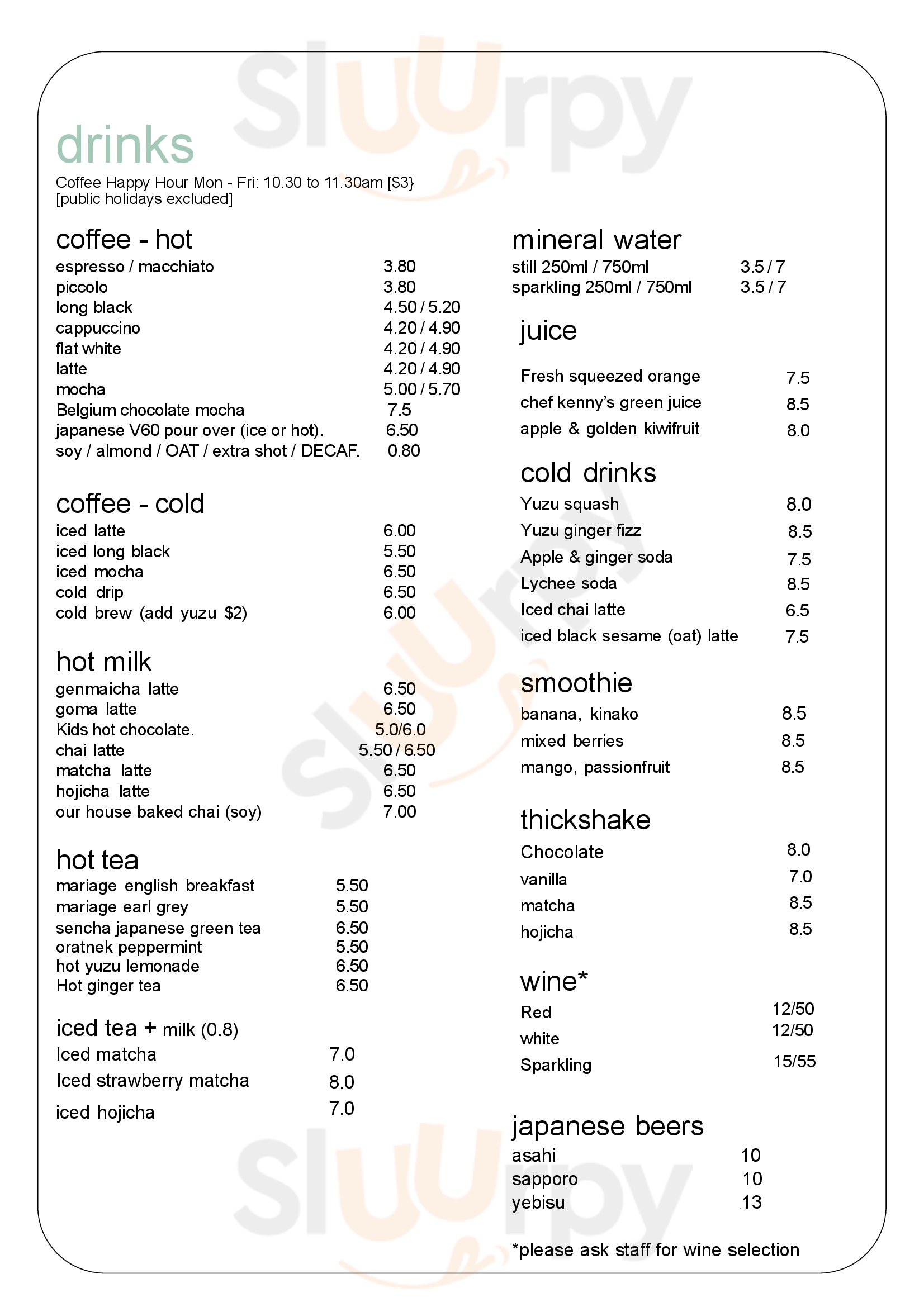 Cafe Oratnek Sydney Menu - 1