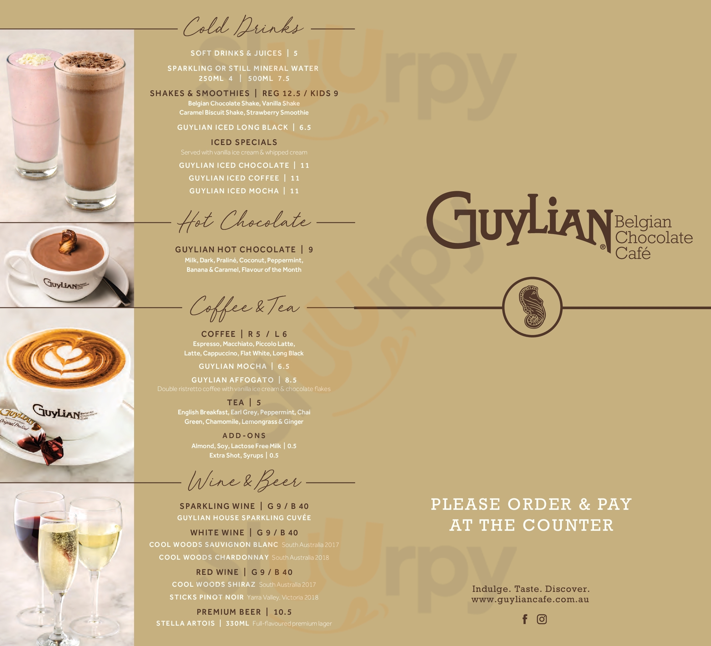 Guylian Belgian Chocolate Cafe Sydney Menu - 1