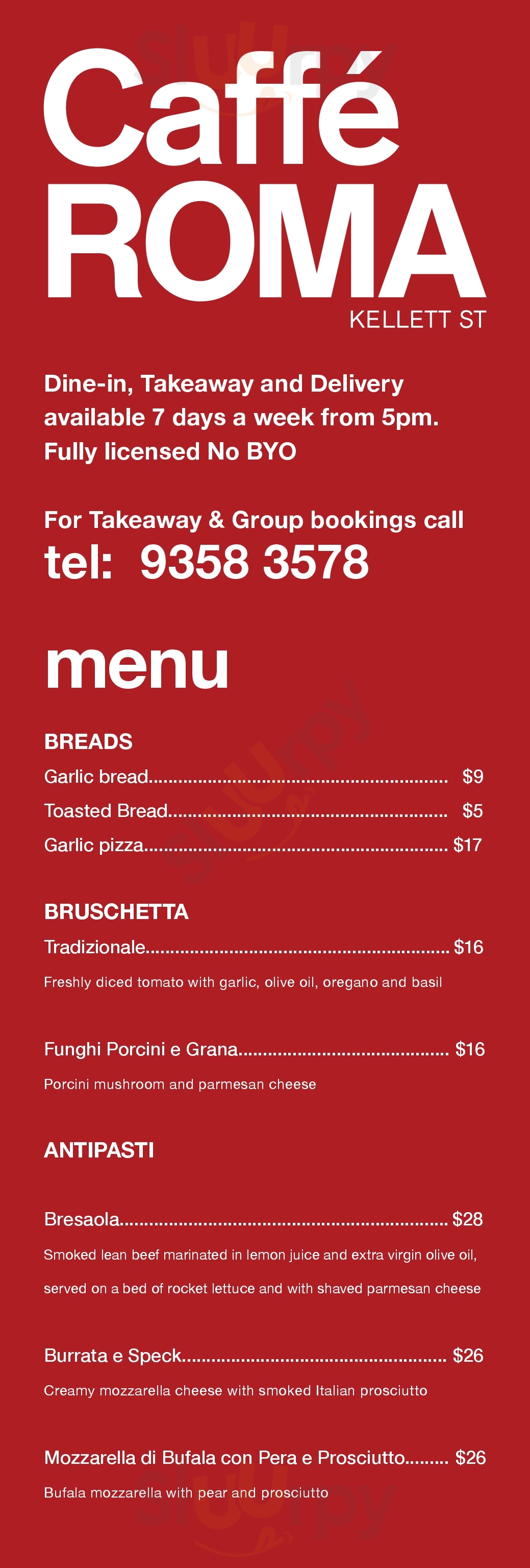Caffe Roma Sydney Menu - 1