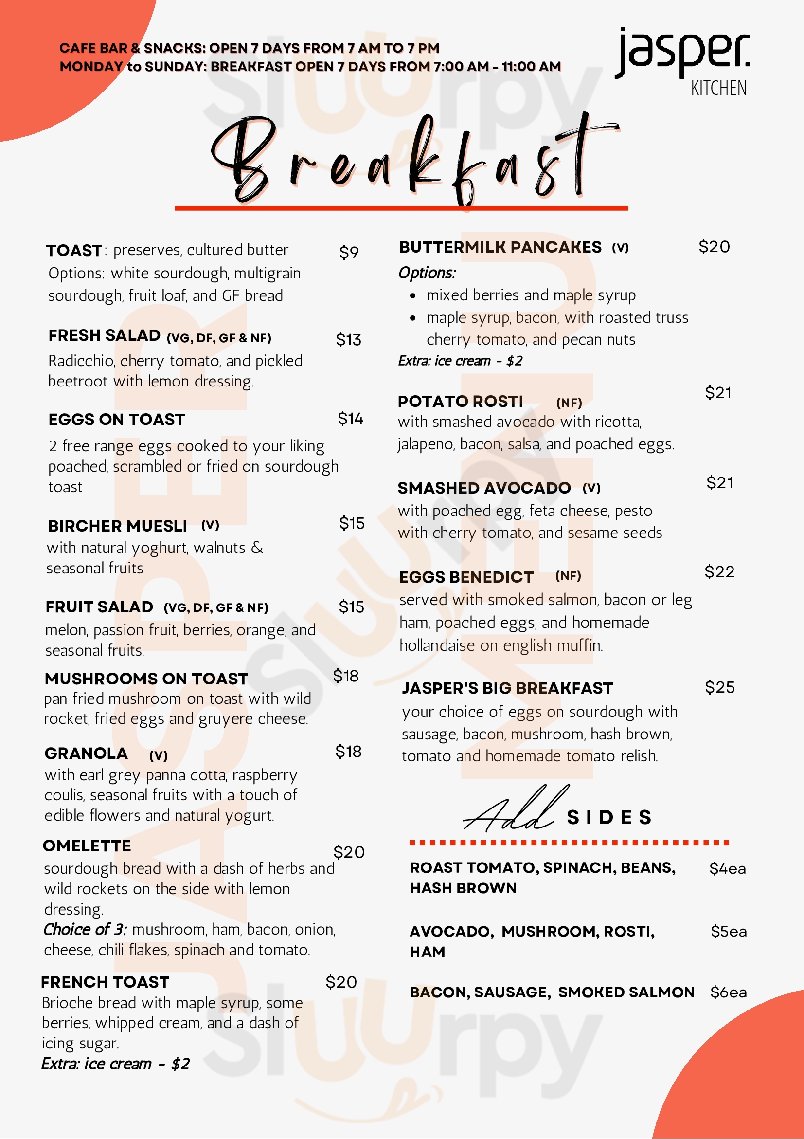 Main Menu - Jasper Hotel