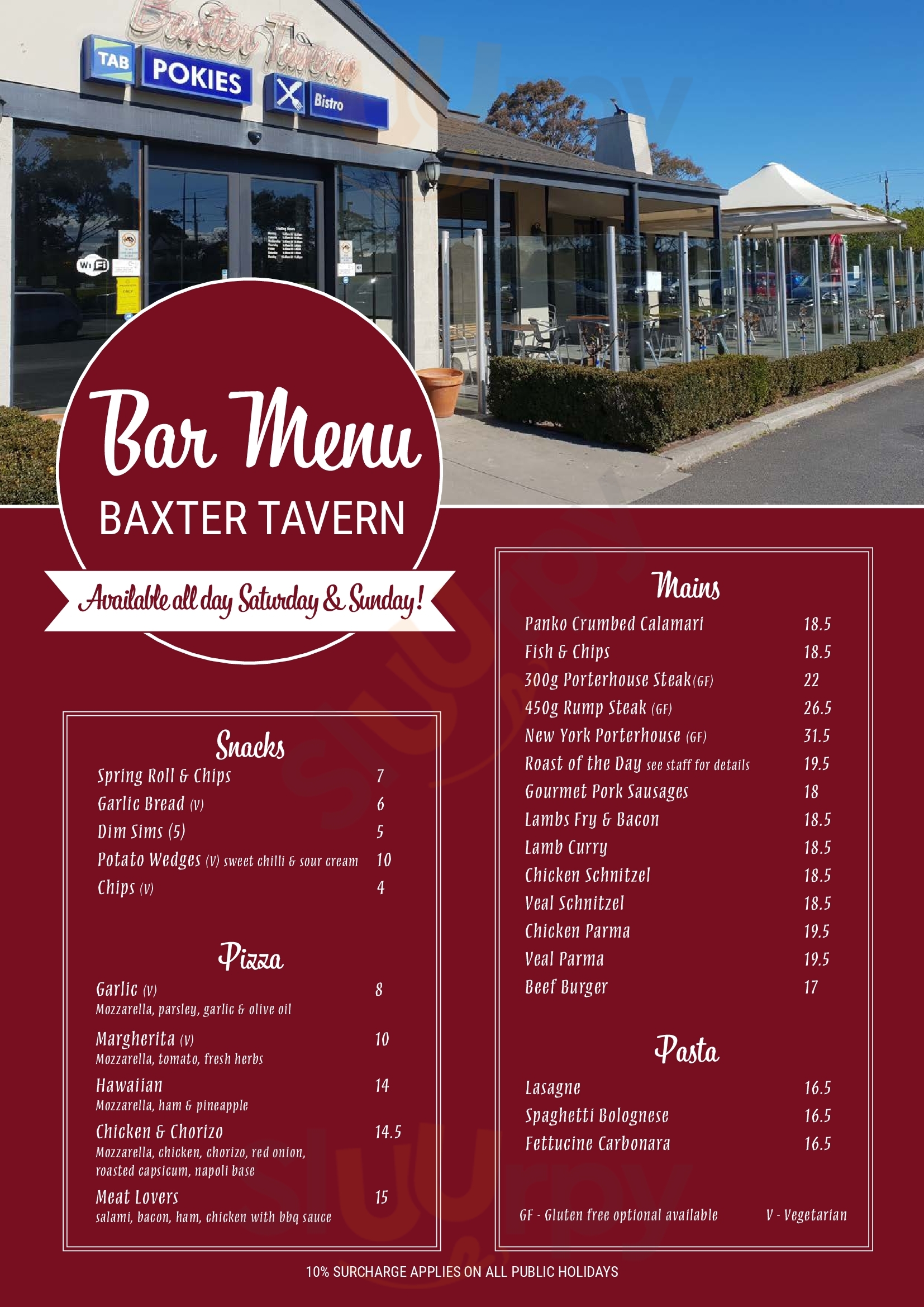 Baxter Tavern Melbourne Menu - 1