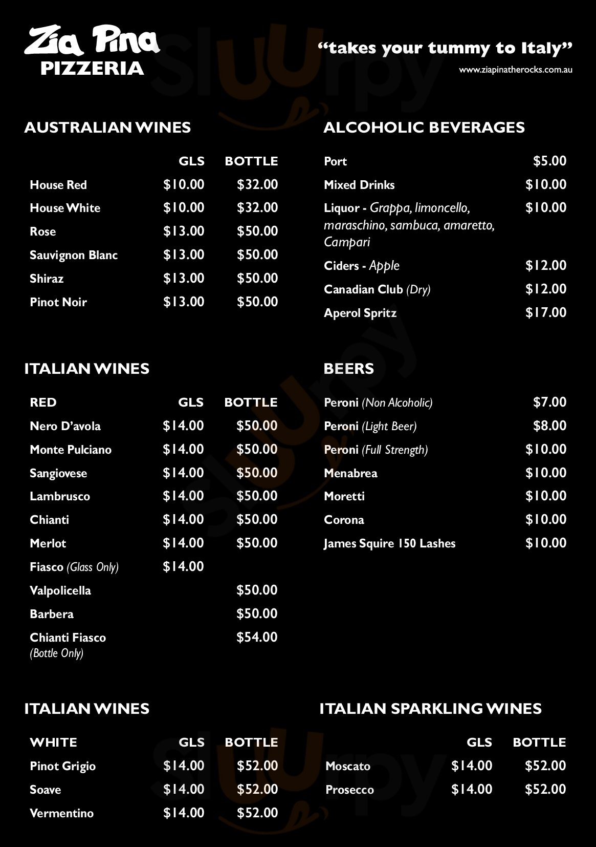 Zia Pina Pizzeria Sydney Menu - 1