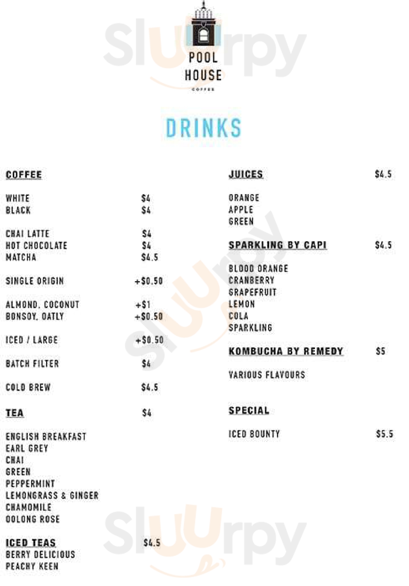 Poolhouse Coffee Melbourne Menu - 1