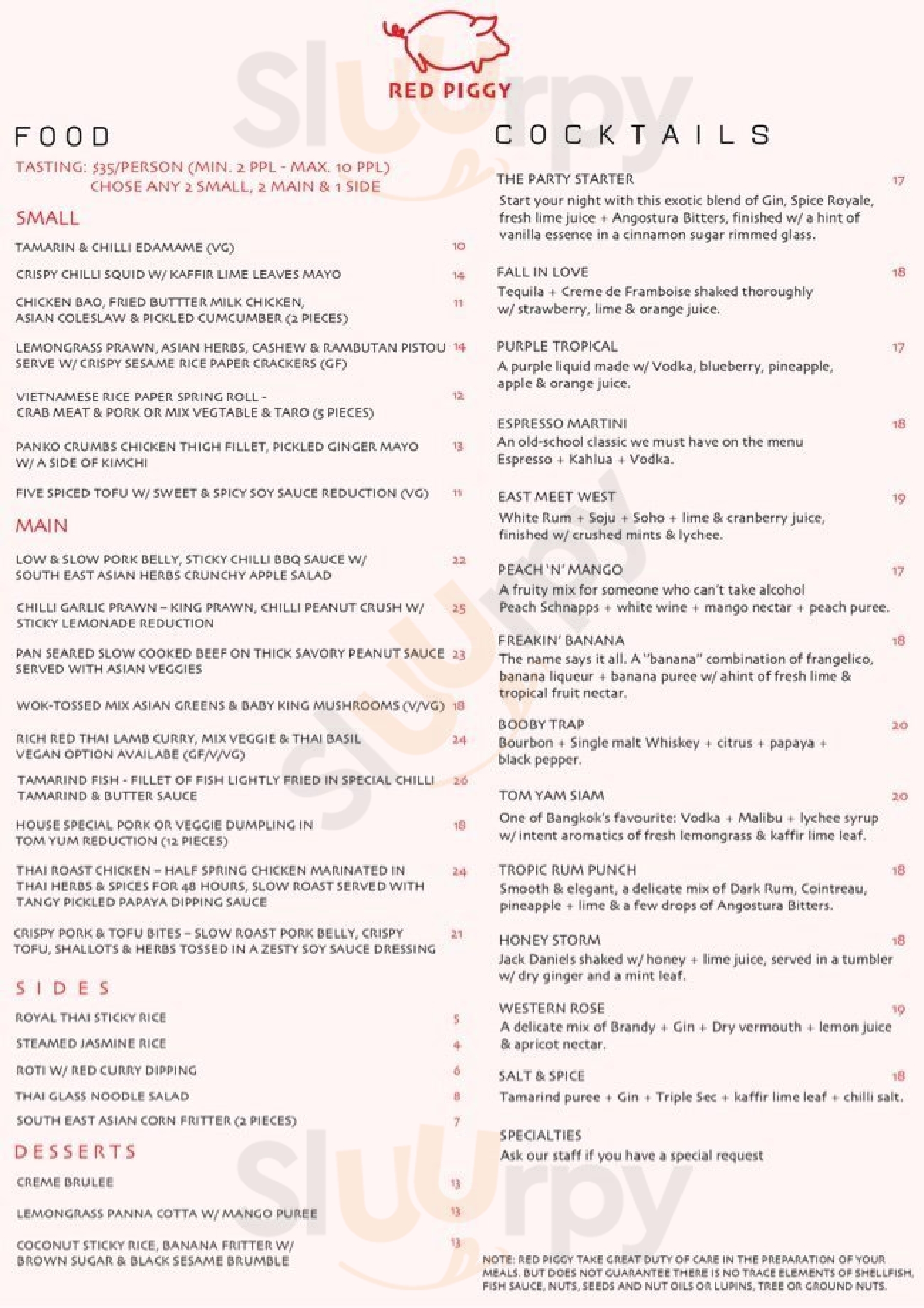 Red Piggy Melbourne Menu - 1