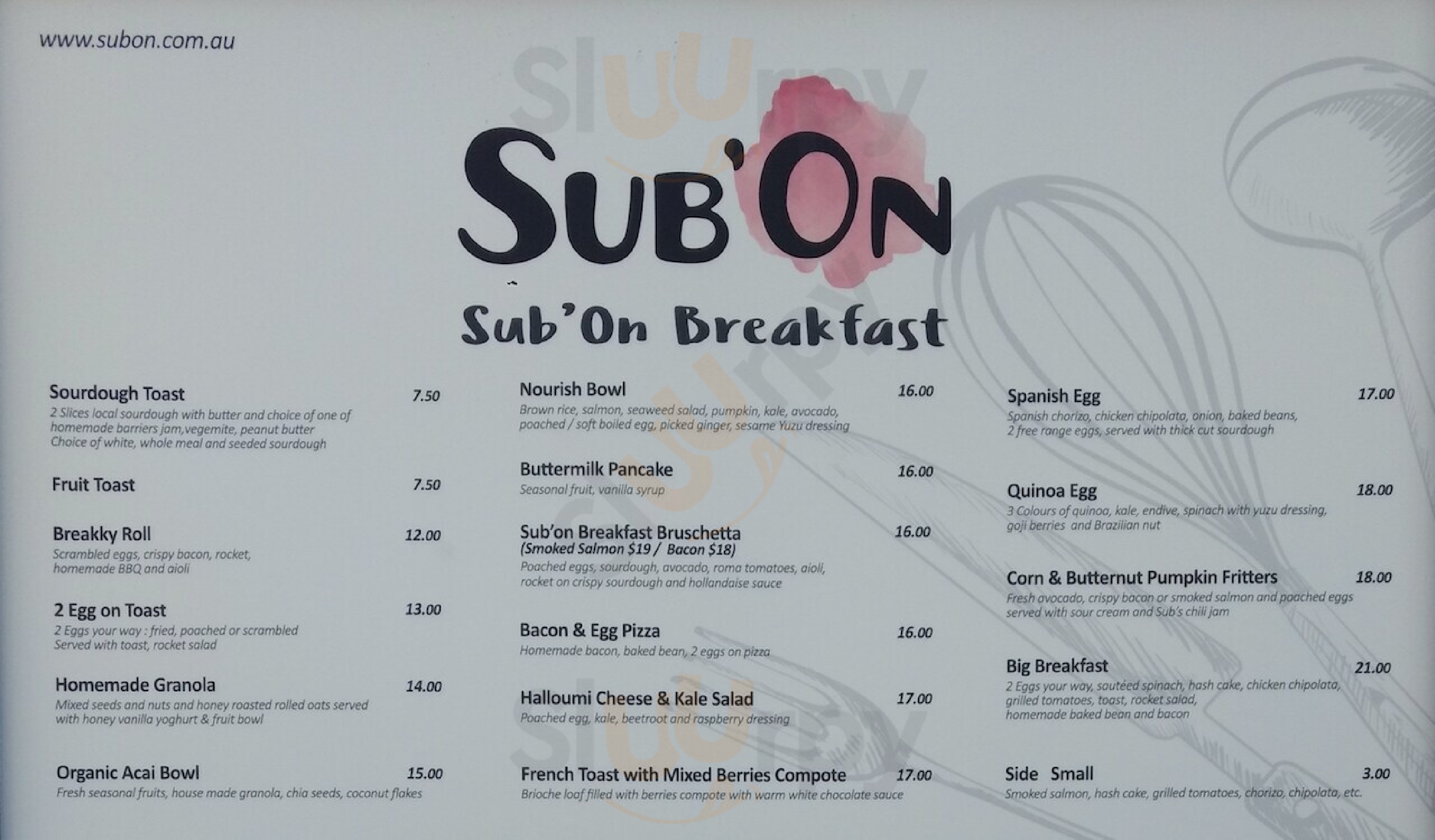 Sub'on Restaurant And Cafe Sydney Menu - 1