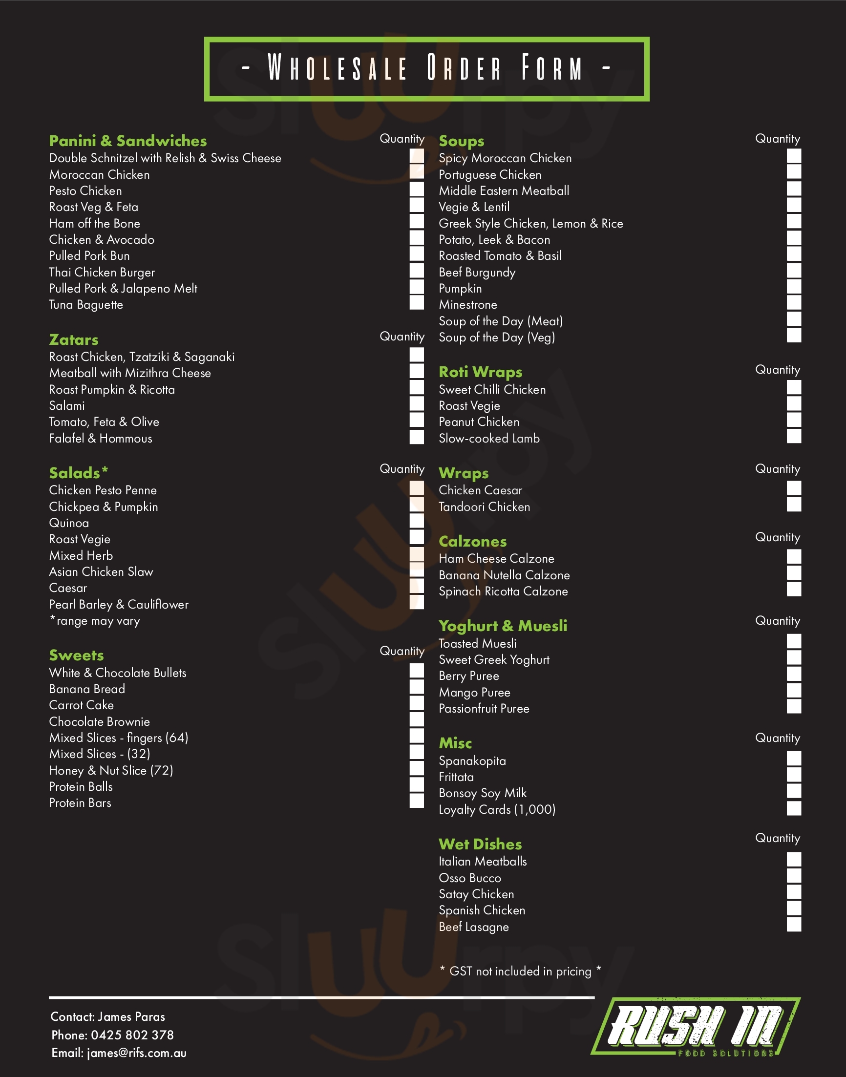 Main Menu - In A Rush