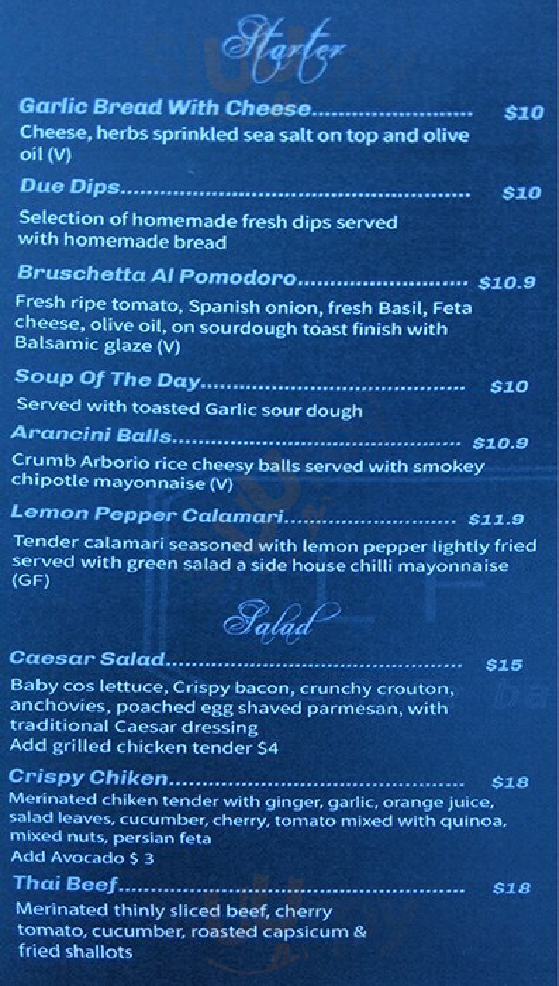 Al Forno Cafe Bar And Grill Melbourne Menu - 1