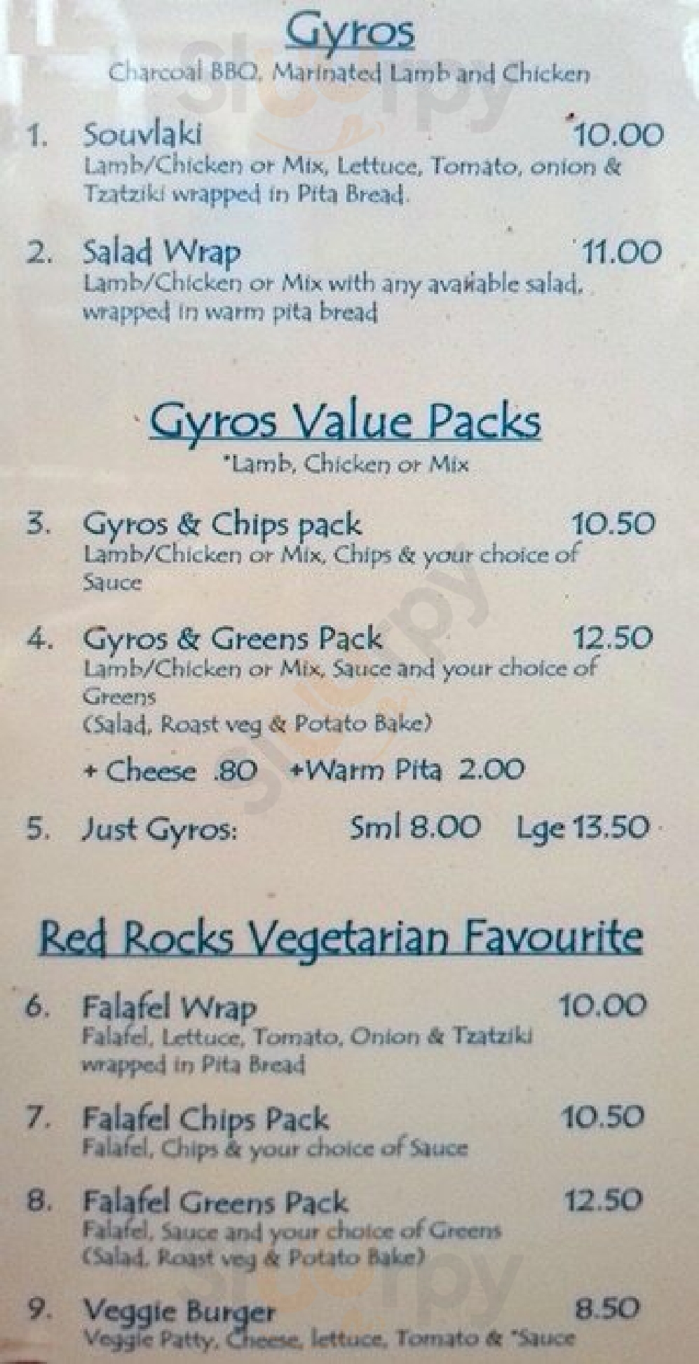 Main Menu - Red Rocks Flame Grill