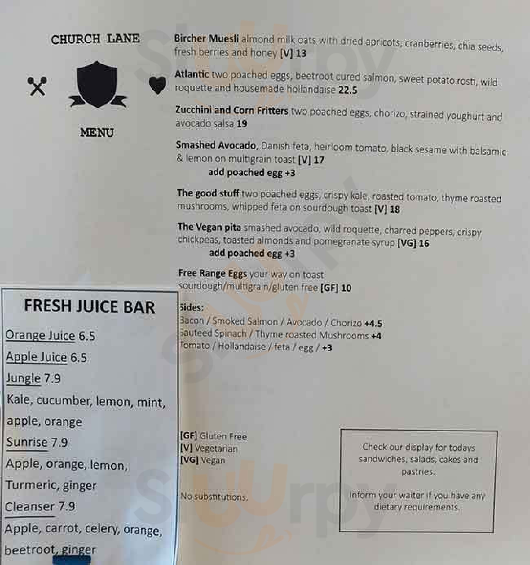 Cafenatics Church Lane Melbourne Menu - 1