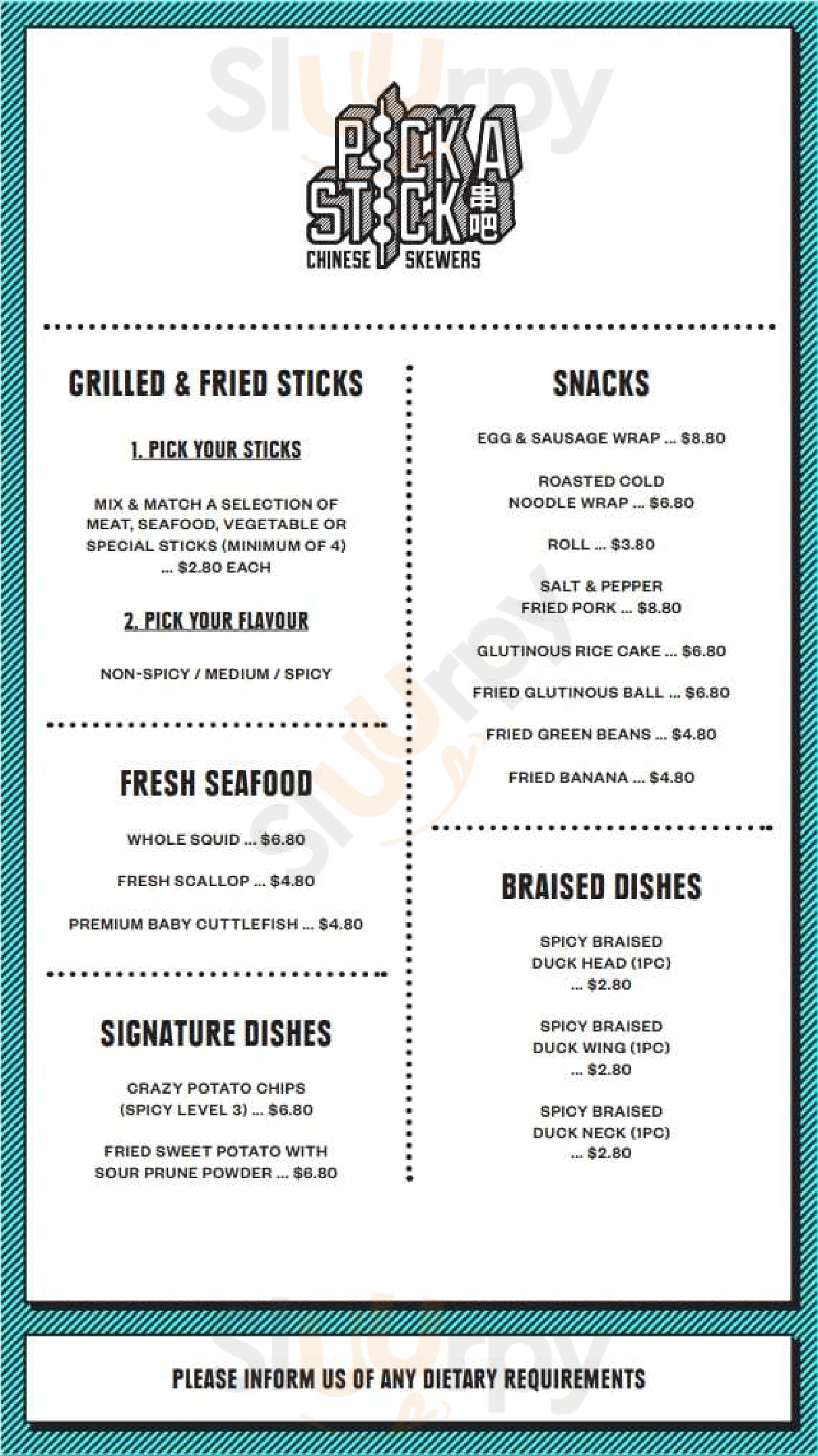 Pick-a-stick Melbourne Menu - 1