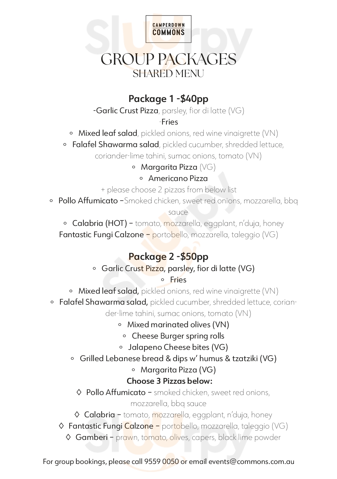 Camperdown Commons Sydney Menu - 1