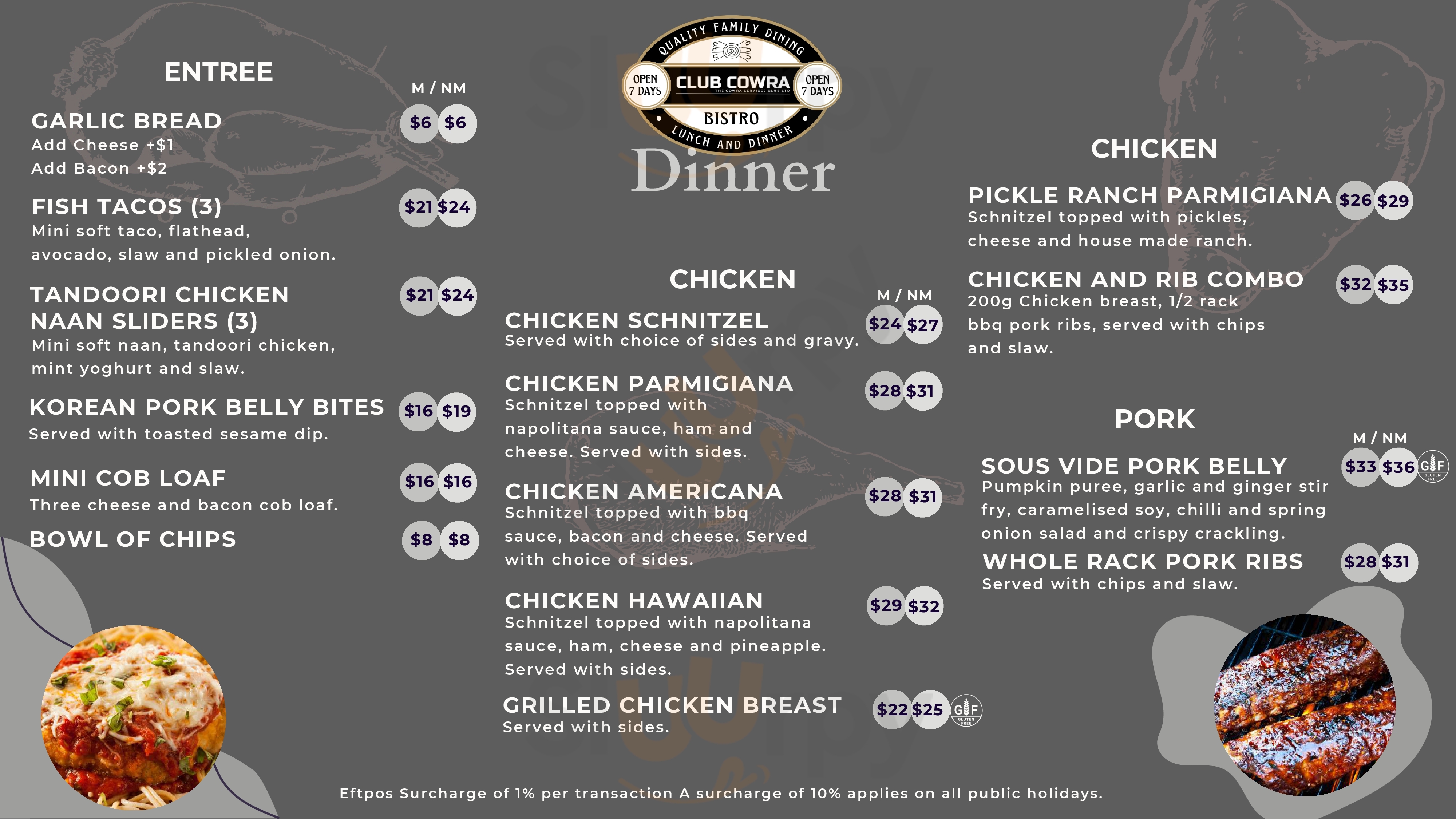 Cowra Services Club Cowra Menu - 1