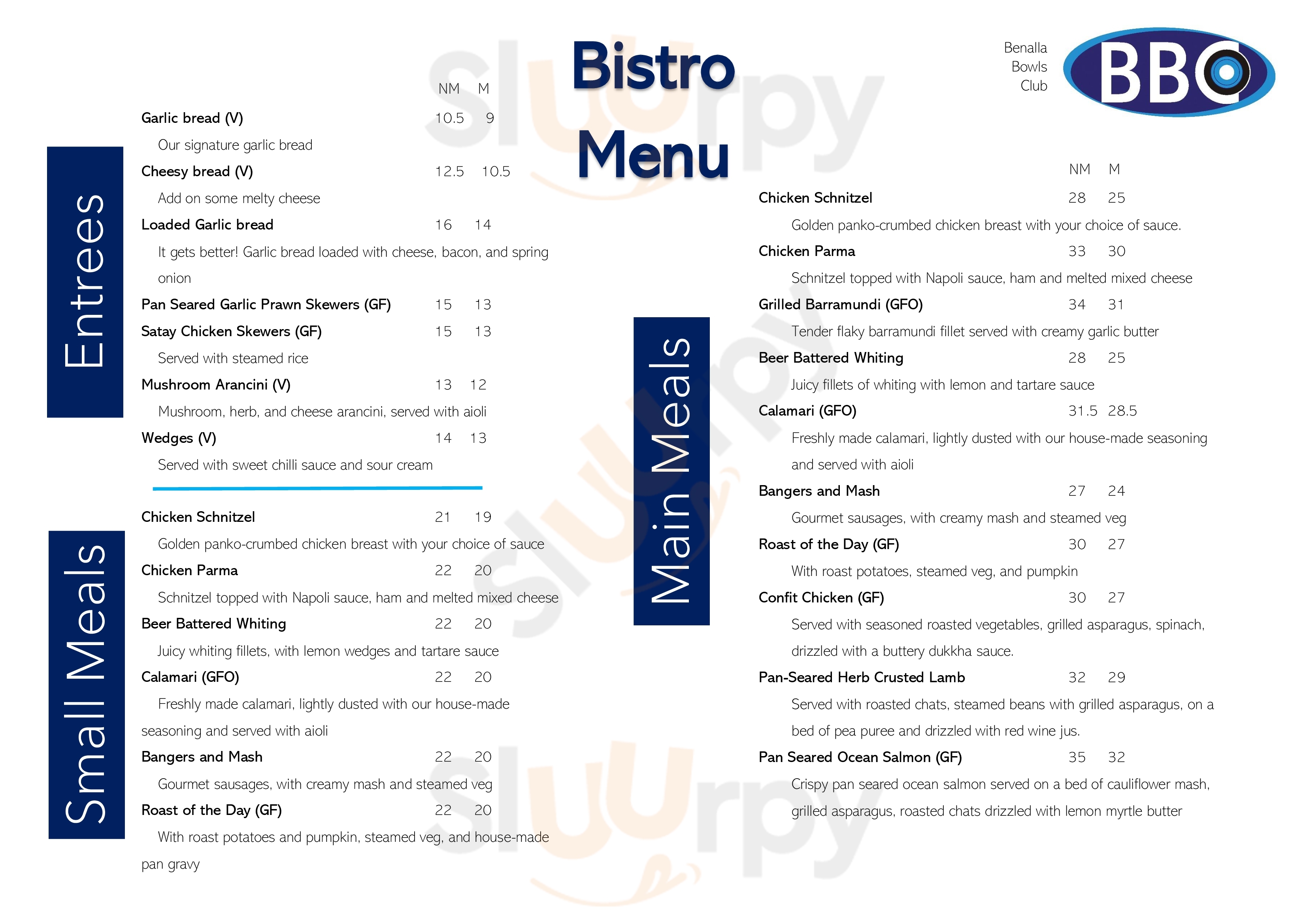 Benalla Bowls Club Benalla Menu - 1