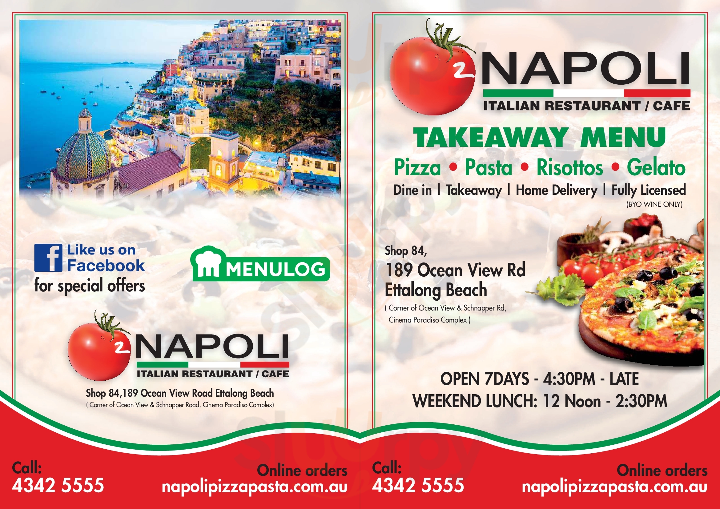 Napoli Pizza And Pasta Restaurant Ettalong Beach Menu - 1