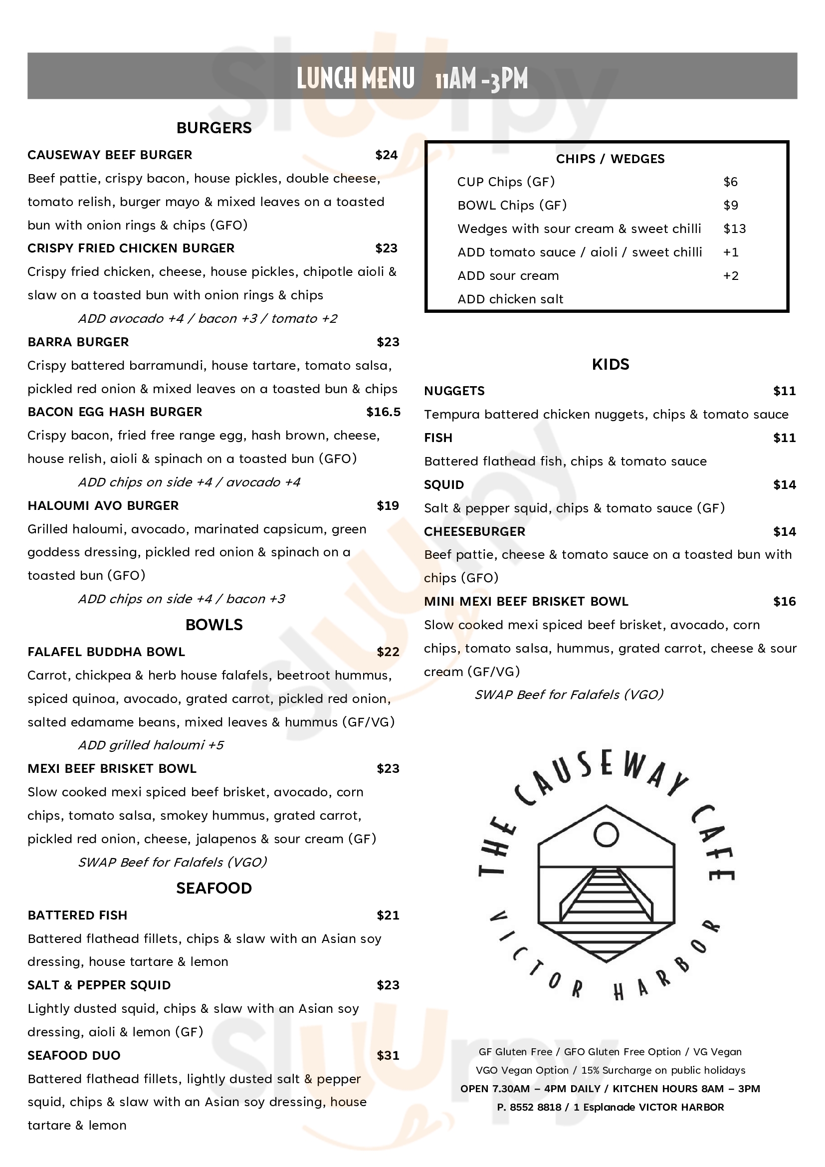 The Causeway Cafe Victor Harbor Menu - 1