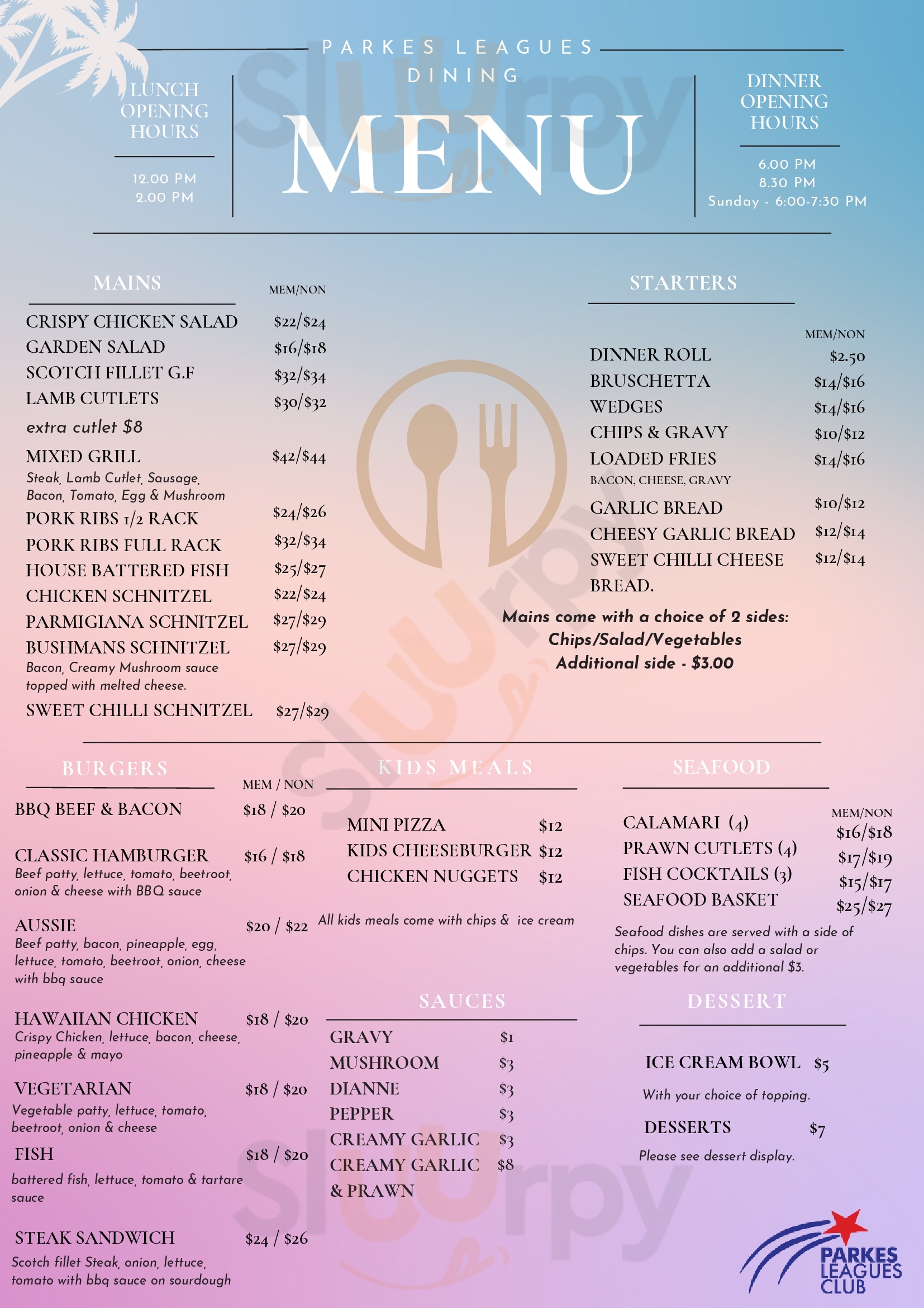 Parkes Leagues Club Parkes Menu - 1