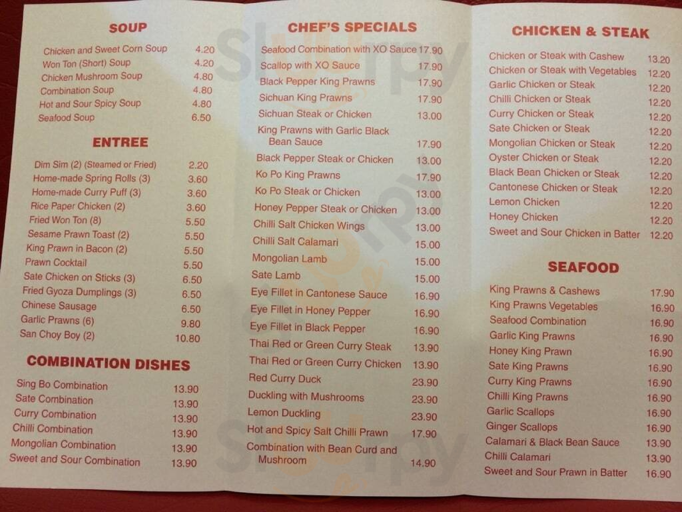 Sing Bo Chinese Restaurant Colac Menu - 1