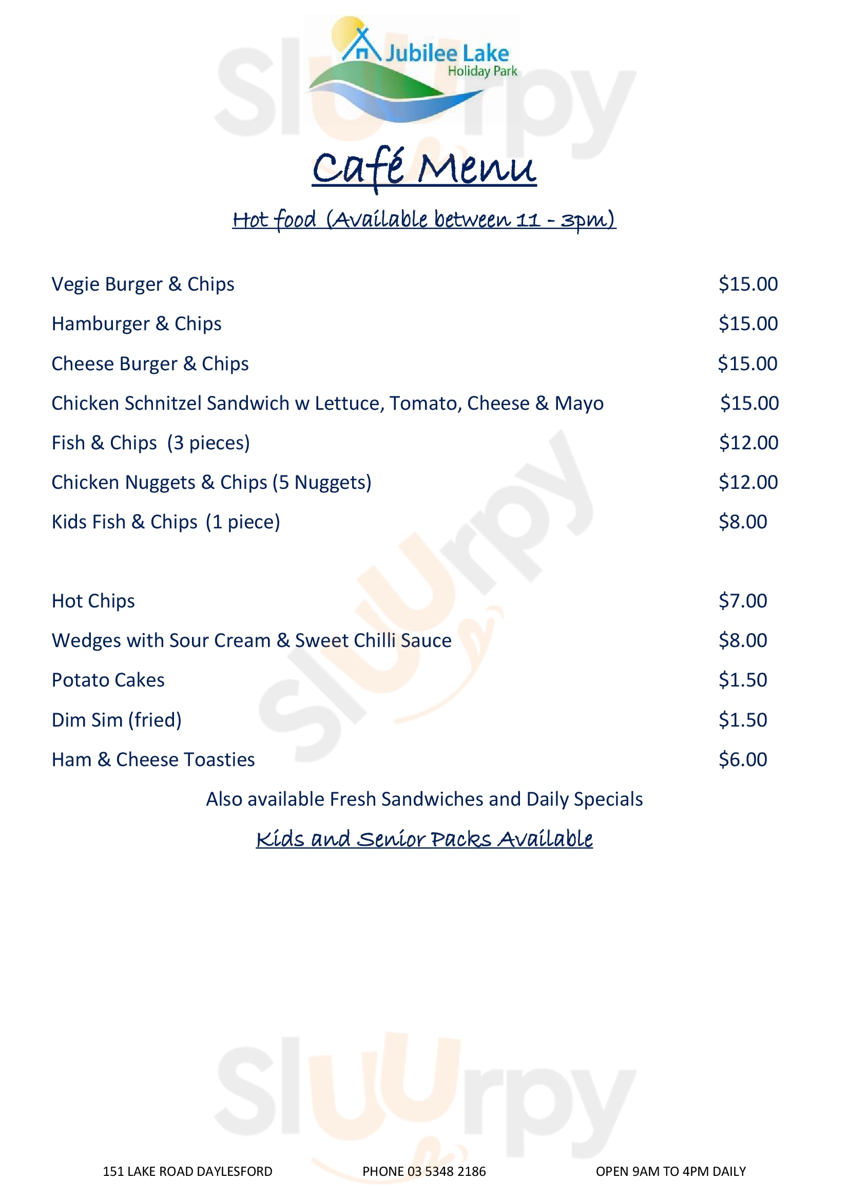 Jubilee Lake Cafe Daylesford Menu - 1