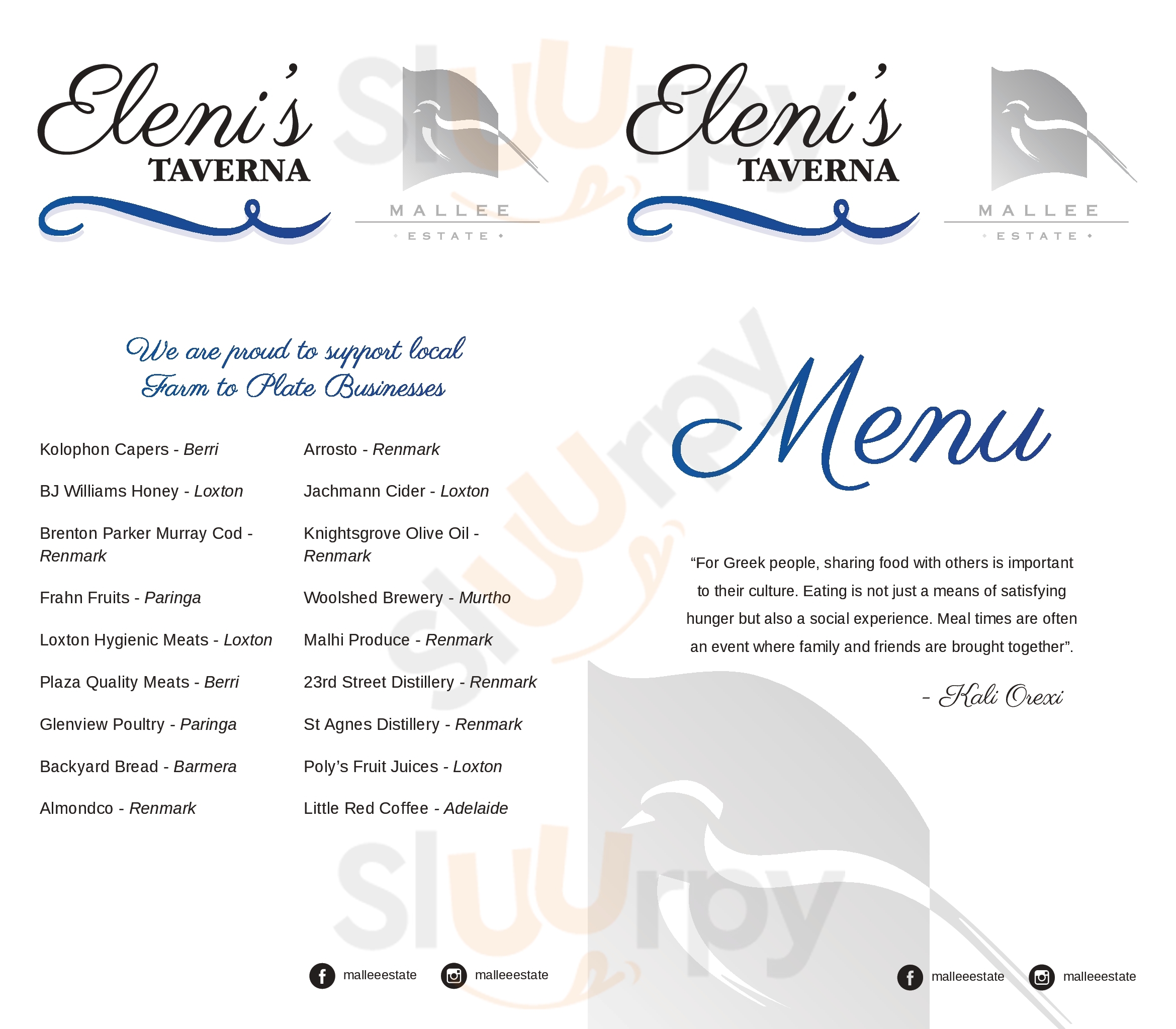 Mallee Estate Winery Renmark Menu - 1