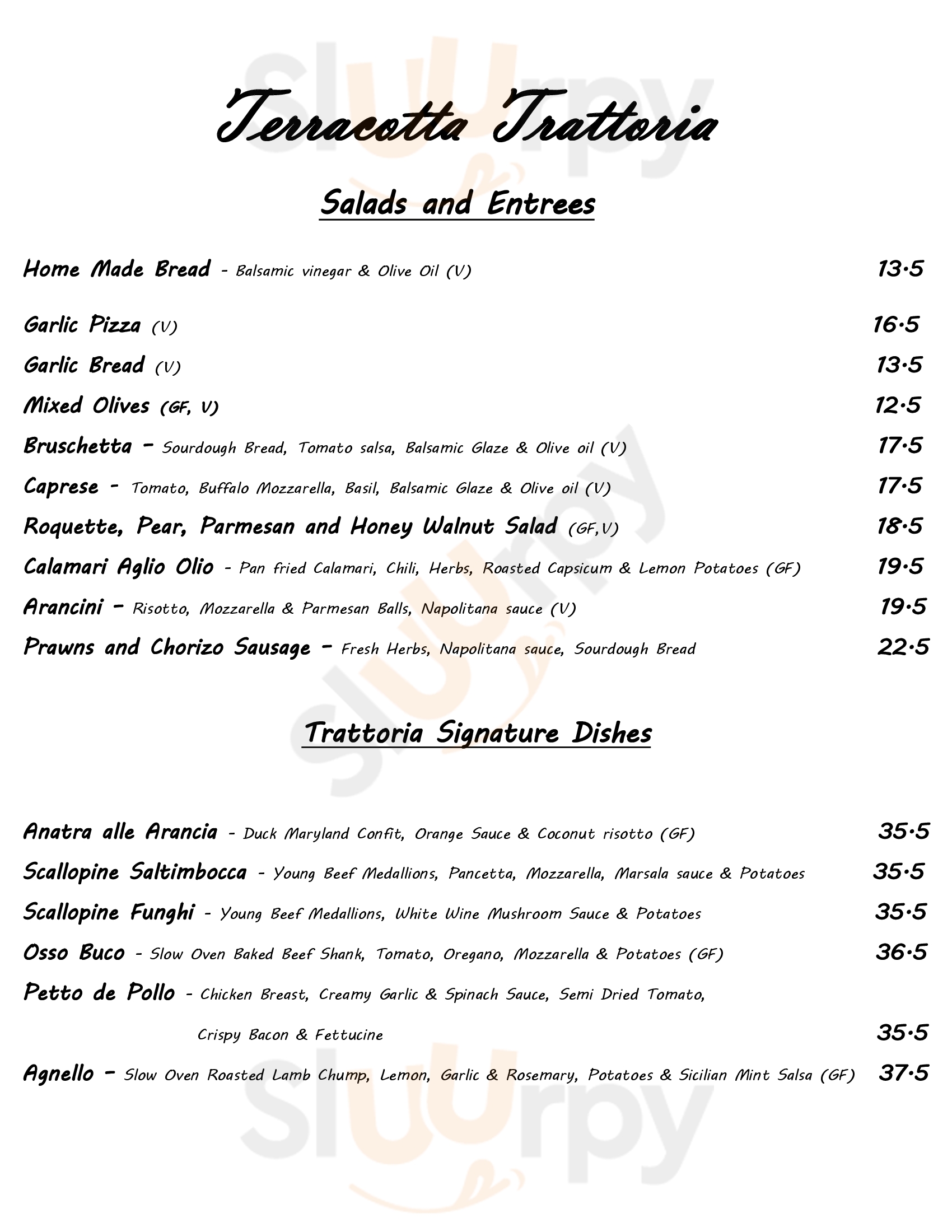 Terracotta Trattoria Wauchope Menu - 1