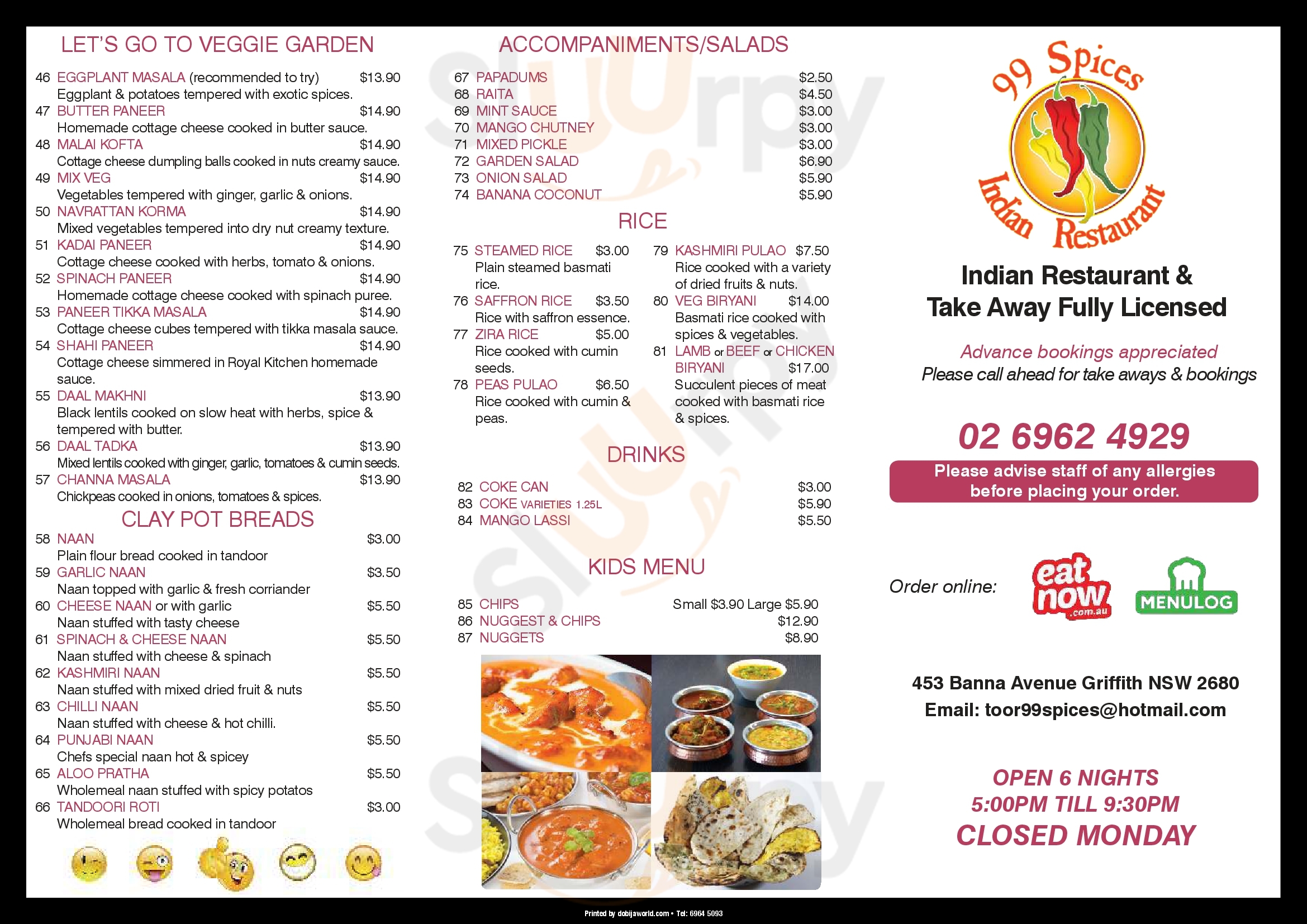 99 Spices Leeton Menu - 1