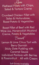 Rose Cottage Restaurant menu