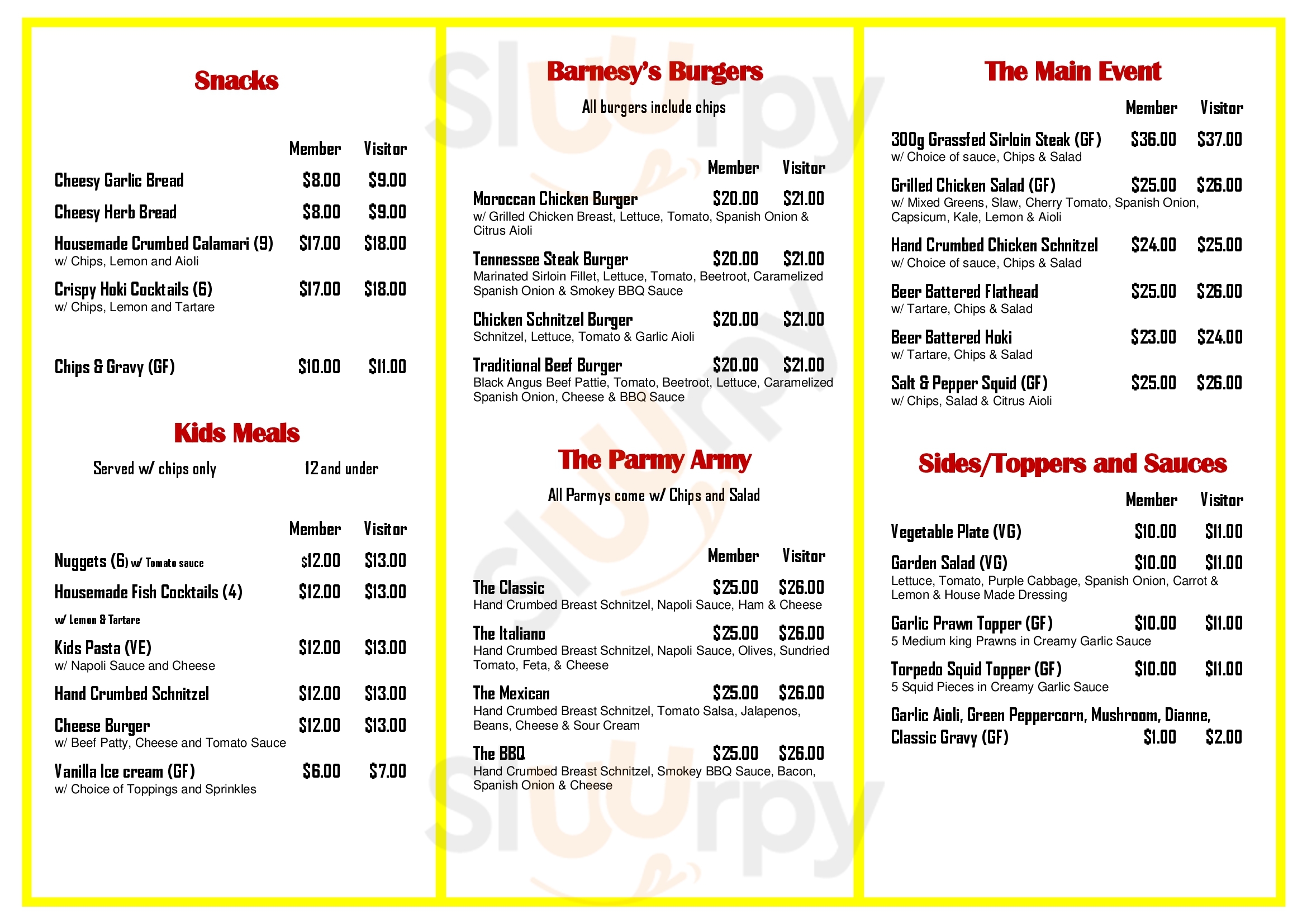 Crescent Head Country Club Crescent Head Menu - 1