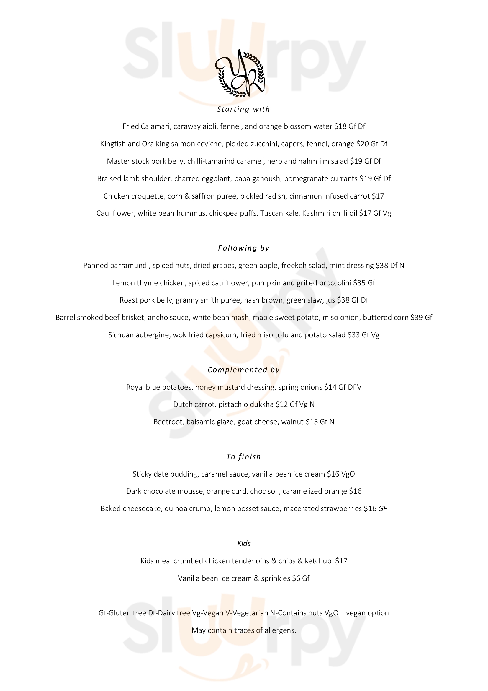 Yarra Ranges Estate Monbulk Menu - 1