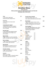 Dongara Hotel menu